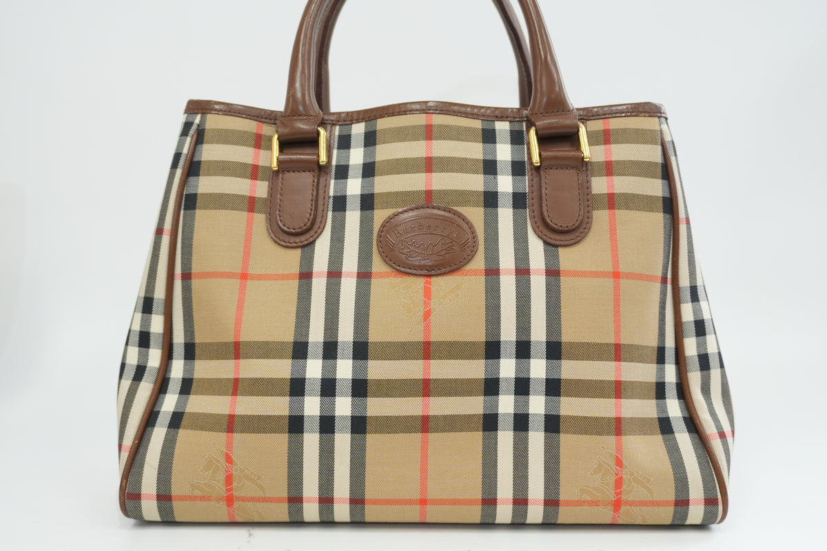 Pre-Owned Burberry Haymarket Check Handbag