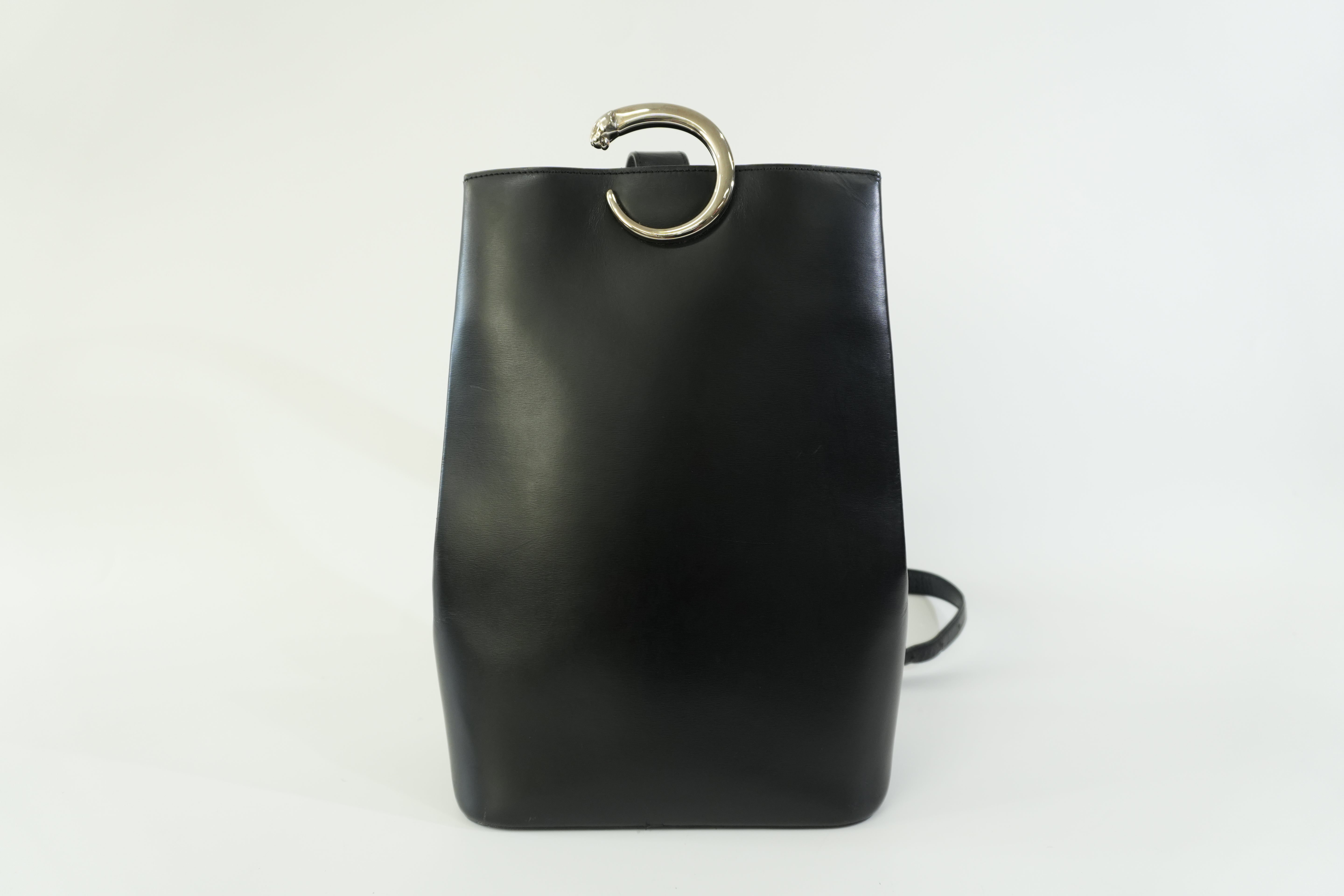 Pre-owned Cartier Leather Panthere Shoulder Bag Black