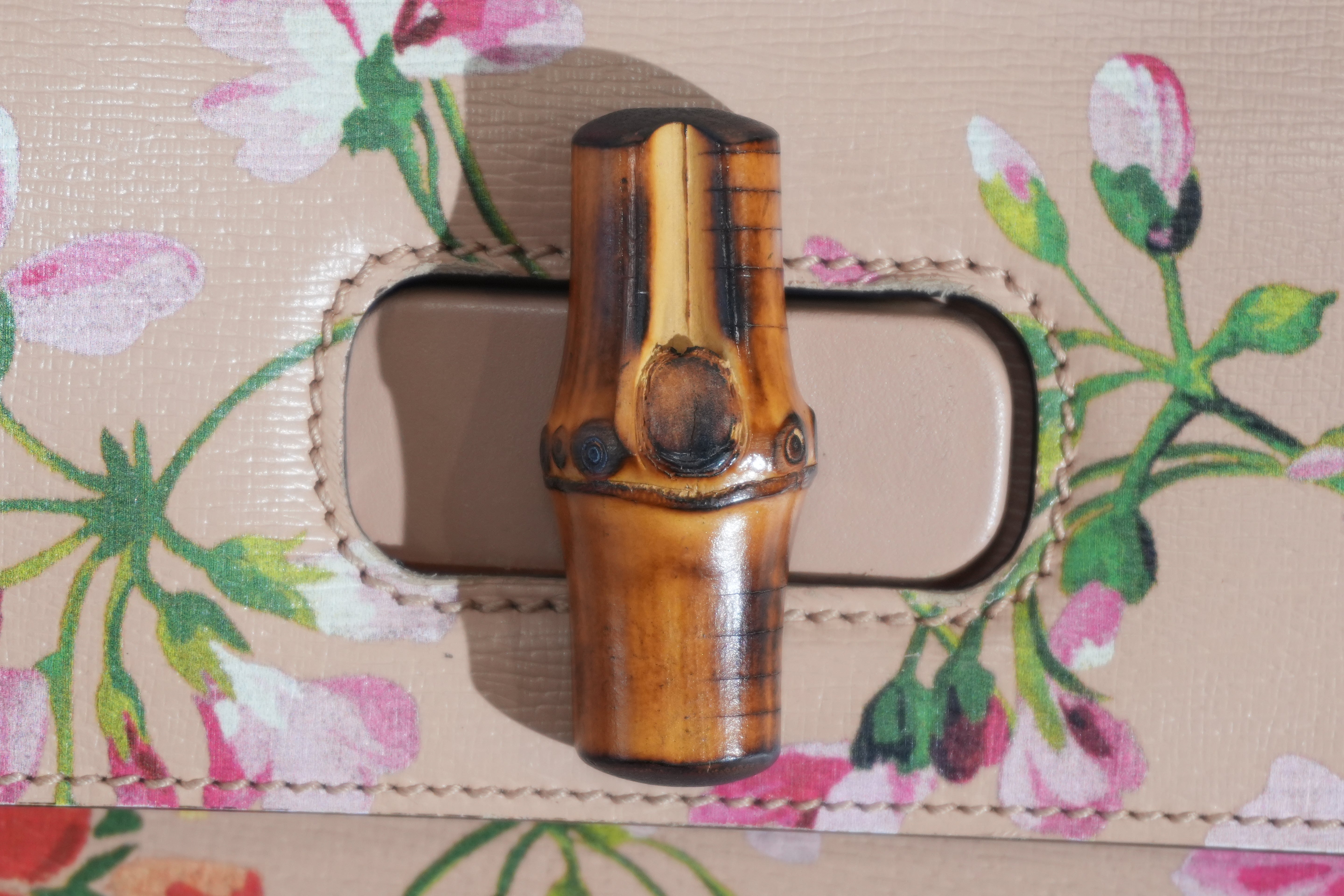 Pre-owned Gucci Two Way Apricot Blooms Bamboo Daily Shoulder Bag Pink