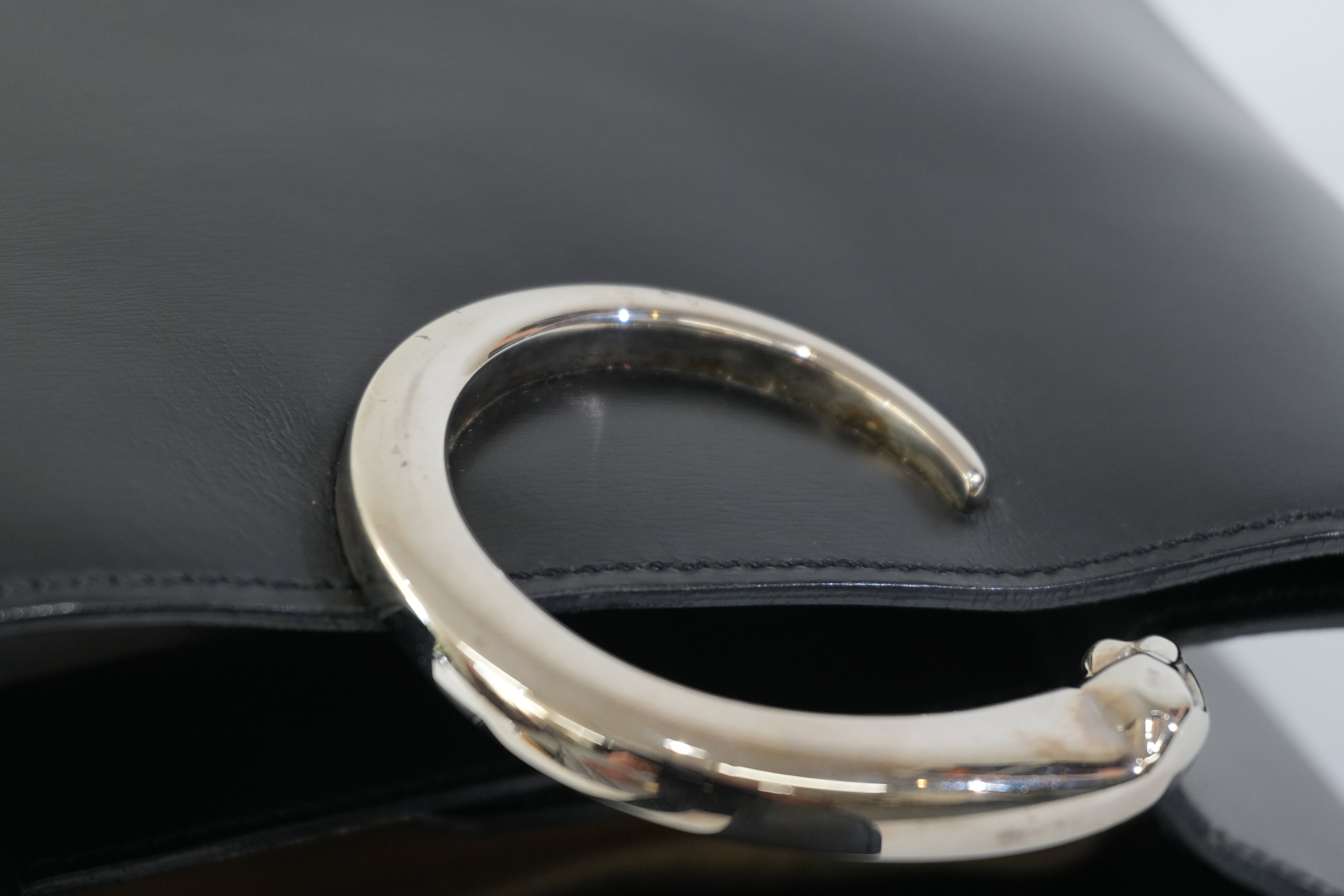 Pre-owned Cartier Leather Panthere Shoulder Bag Black