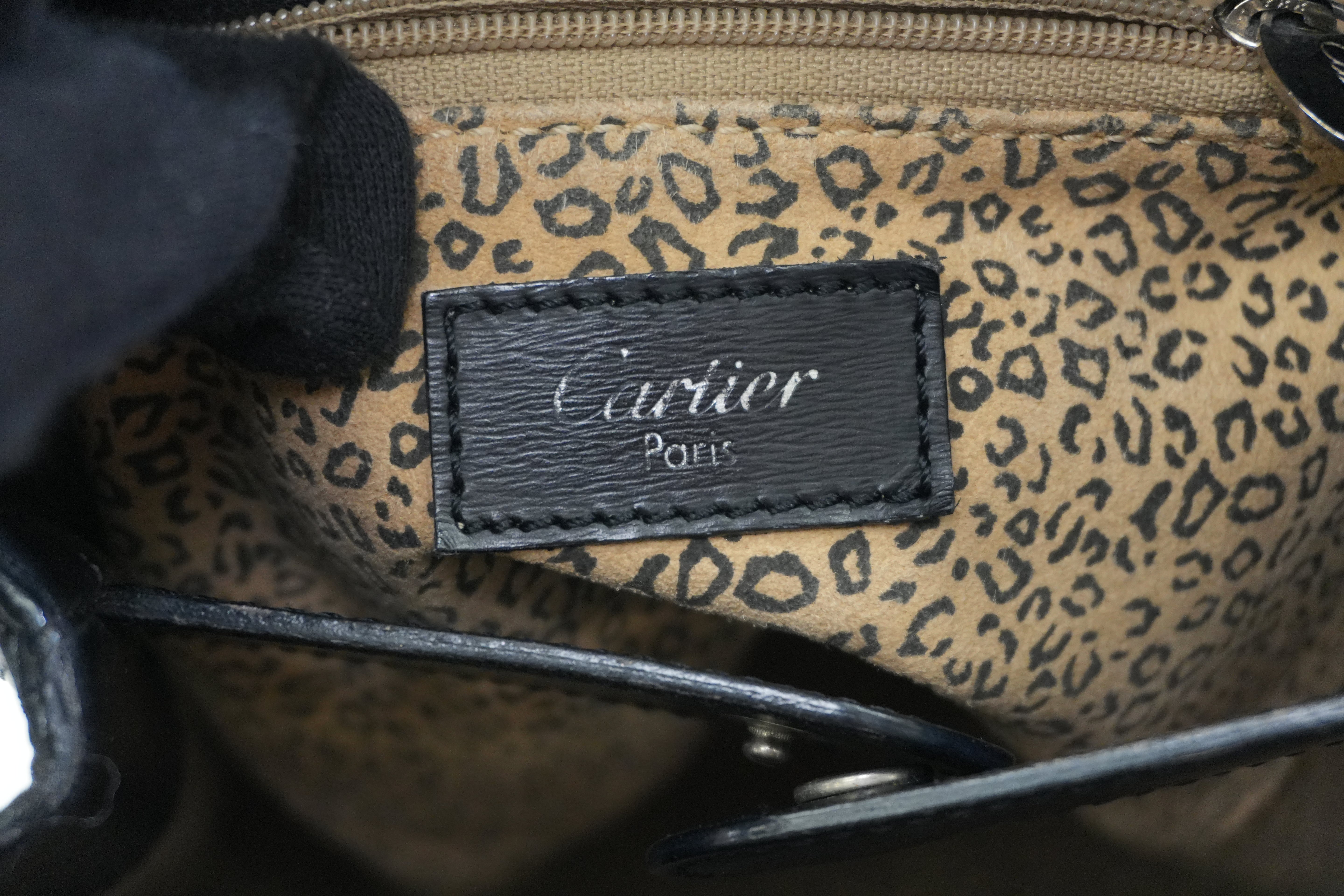 Pre-owned Cartier Leather Panthere Shoulder Bag Black