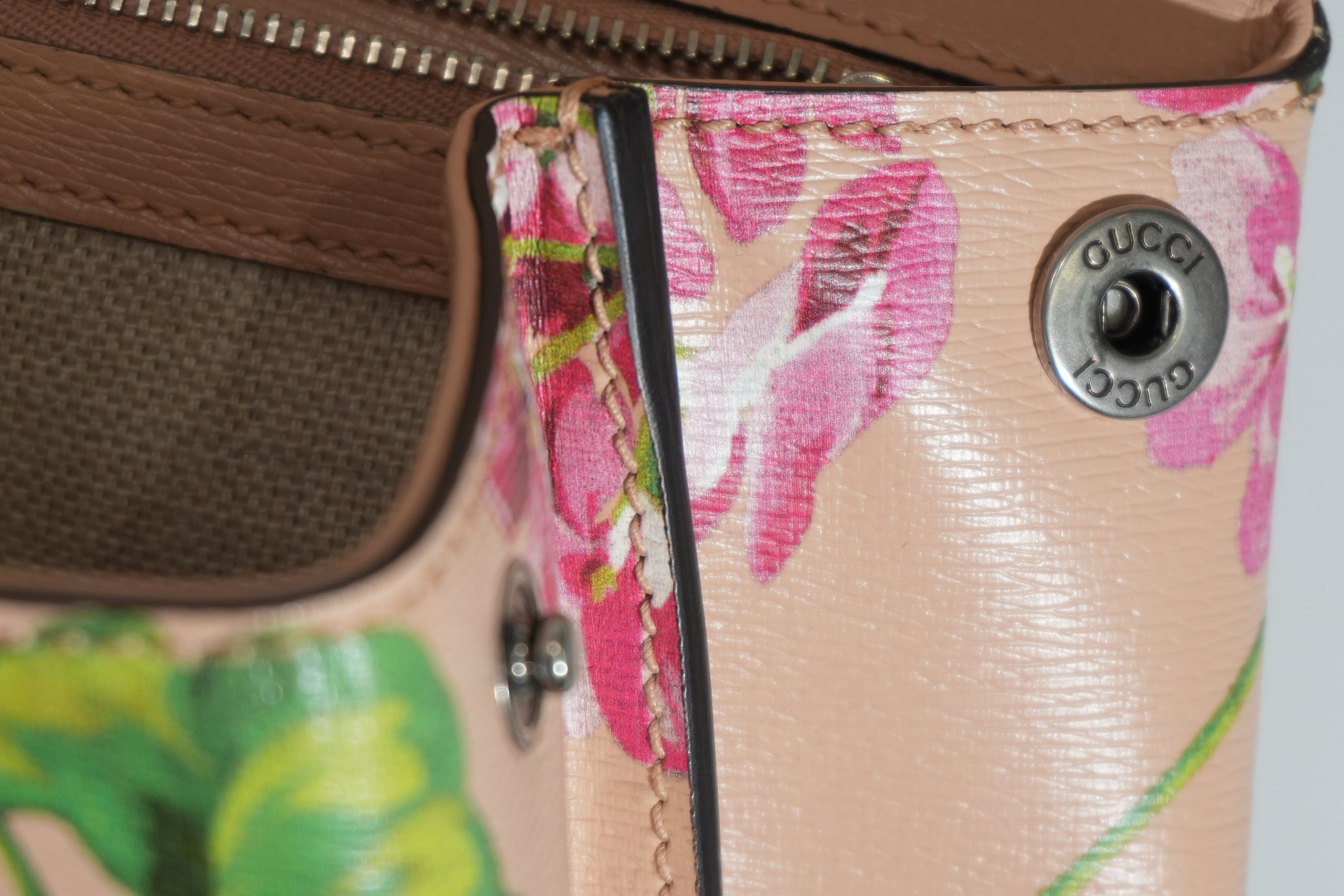 Pre-owned Gucci Two Way Apricot Blooms Bamboo Daily Shoulder Bag Pink