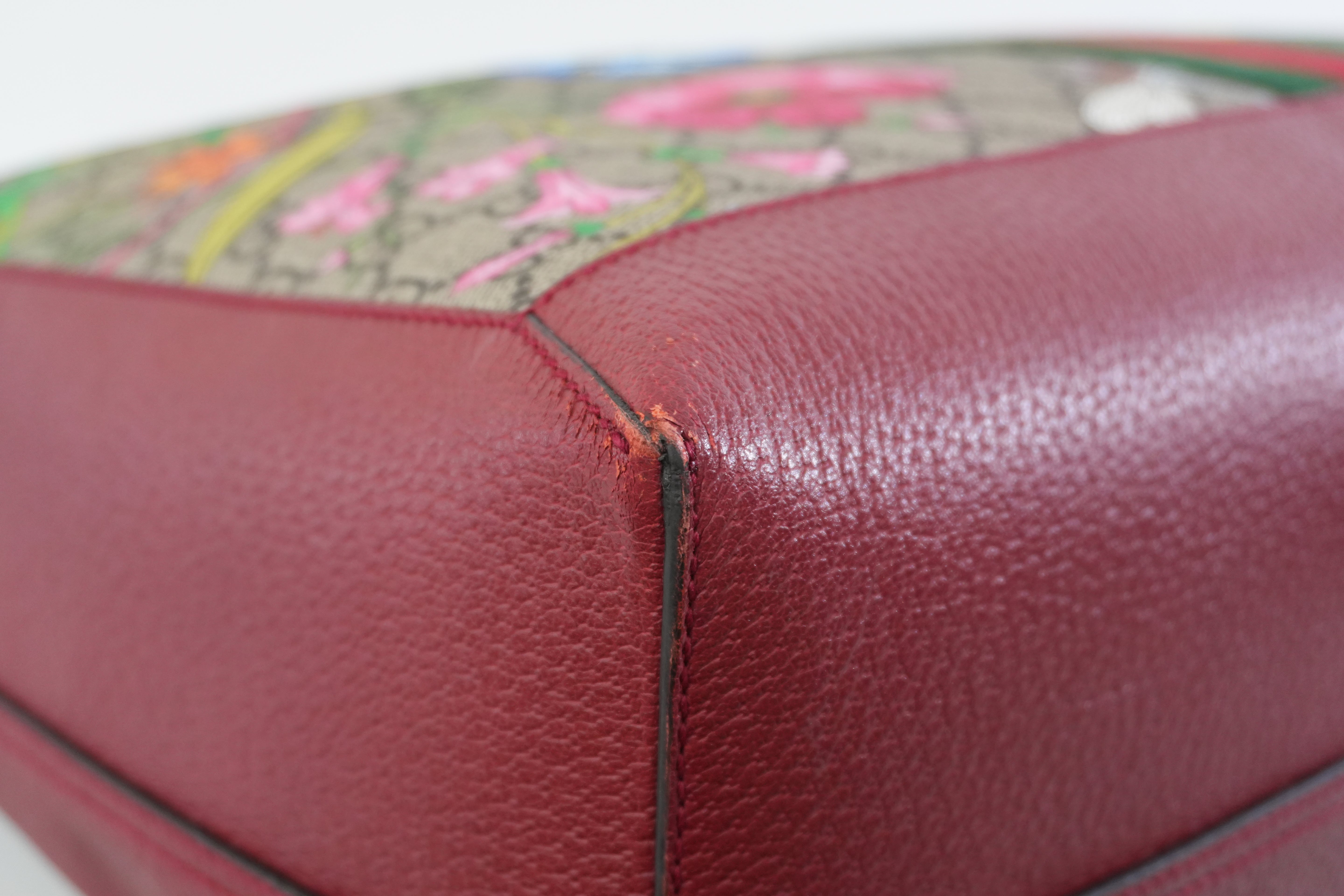 Pre-owned Gucci GG Flora Tote Bag Red