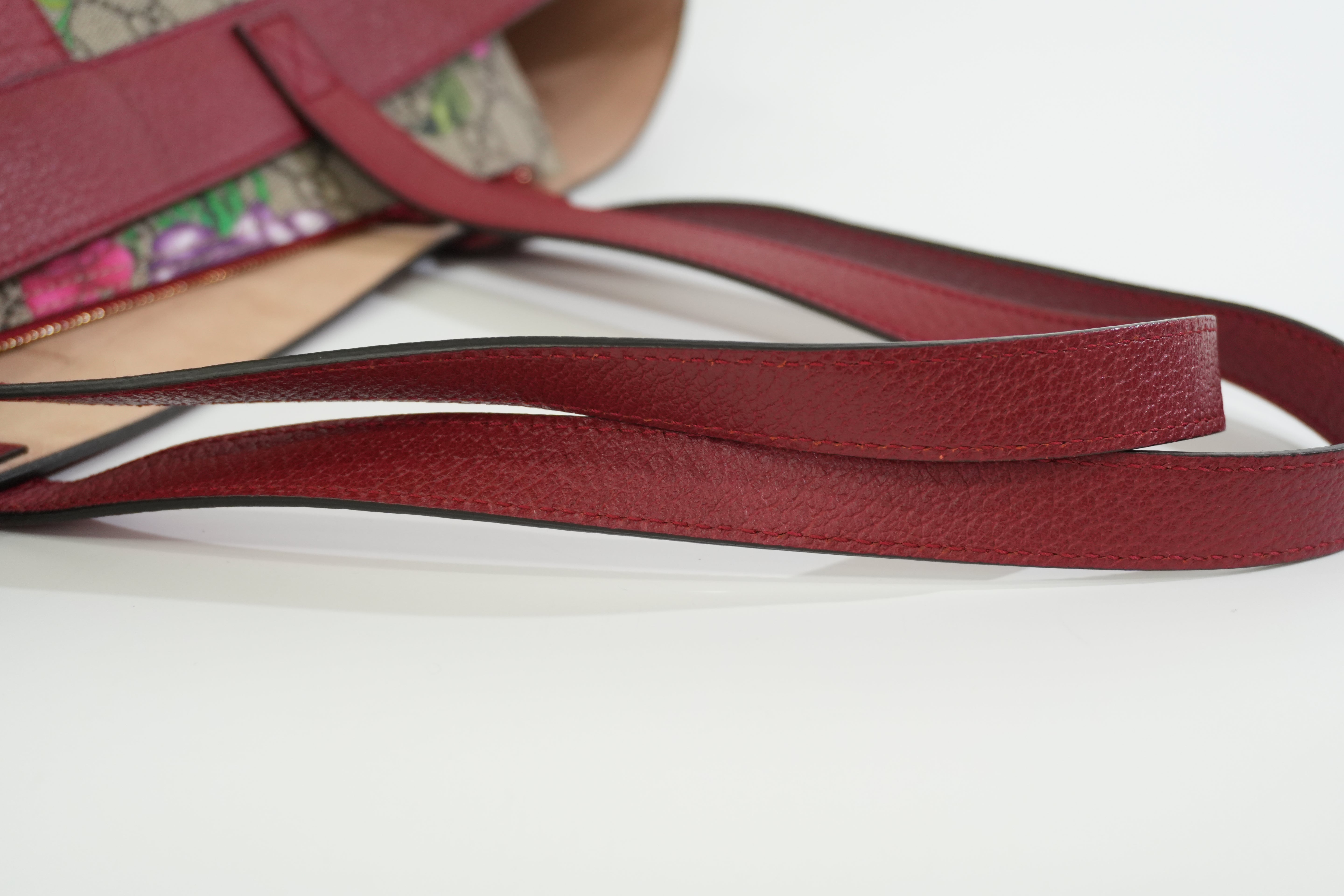 Pre-owned Gucci GG Flora Tote Bag Red