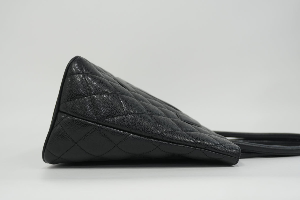 Pre-Owned Chanel Caviar Skin Medallion Tote Bag Black