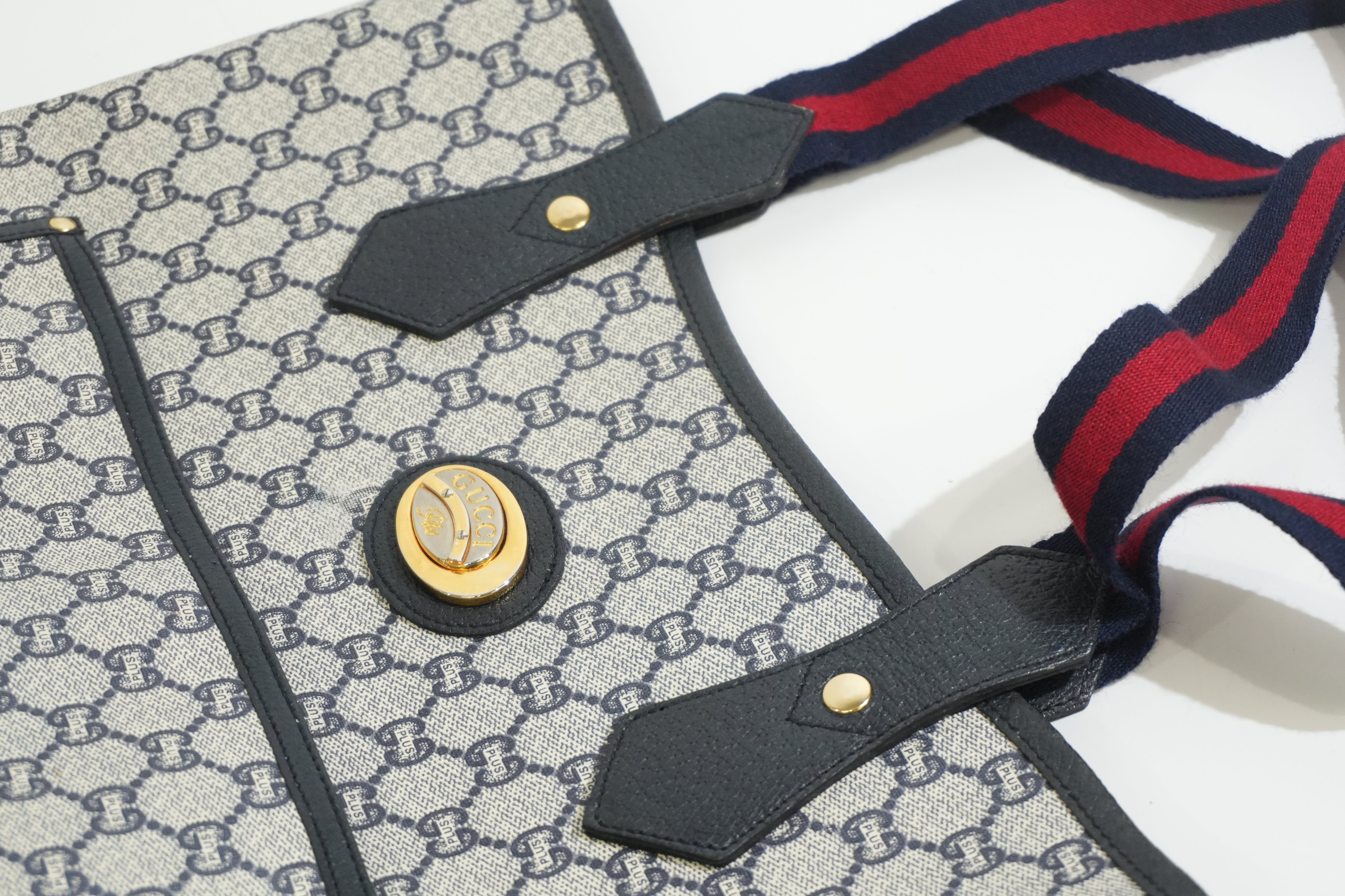 Pre-owned Gucci Plus Tote Bag Navy Blue
