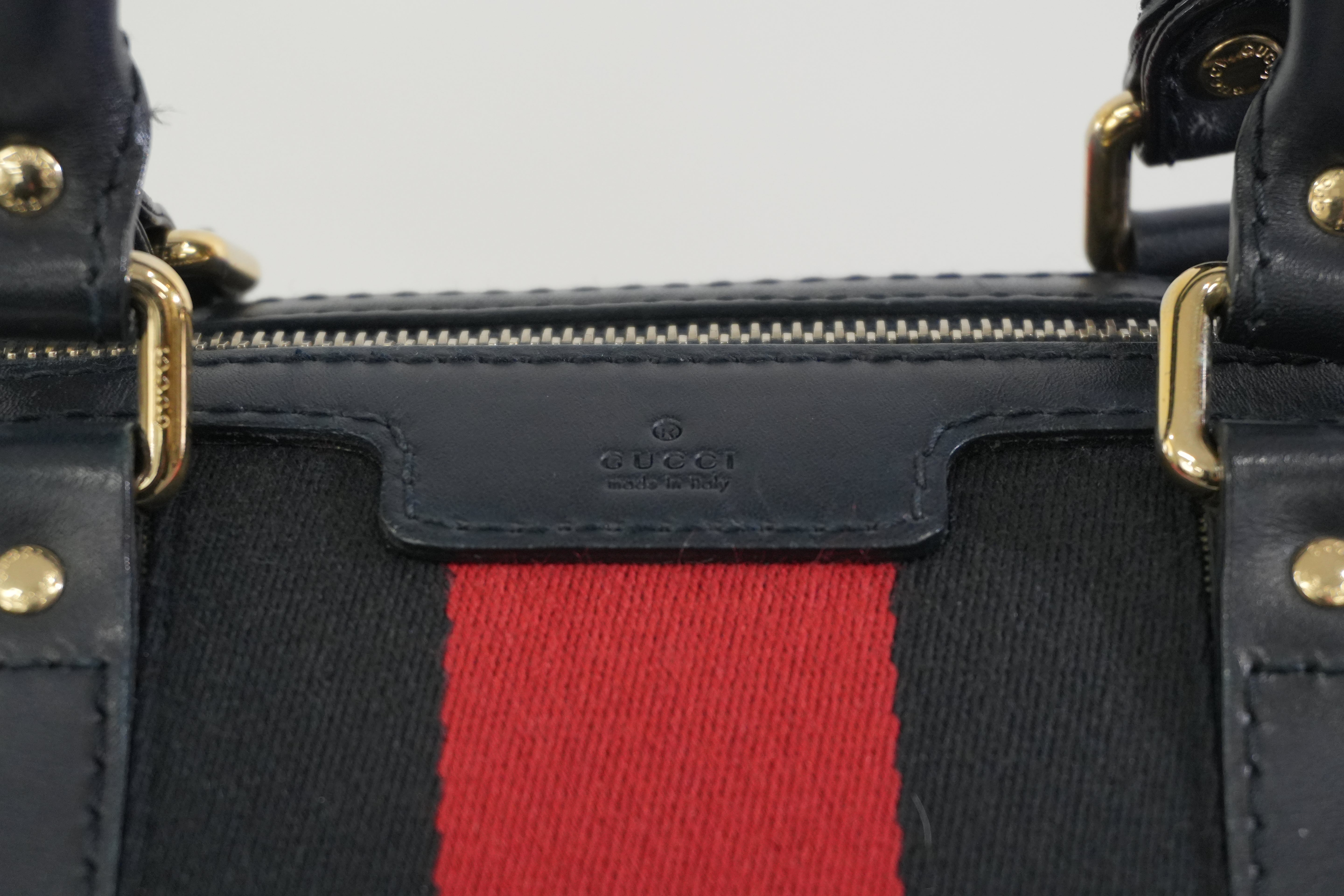 Pre-owned Gucci Canvas Sheryline Two Way Boston Bag Blue