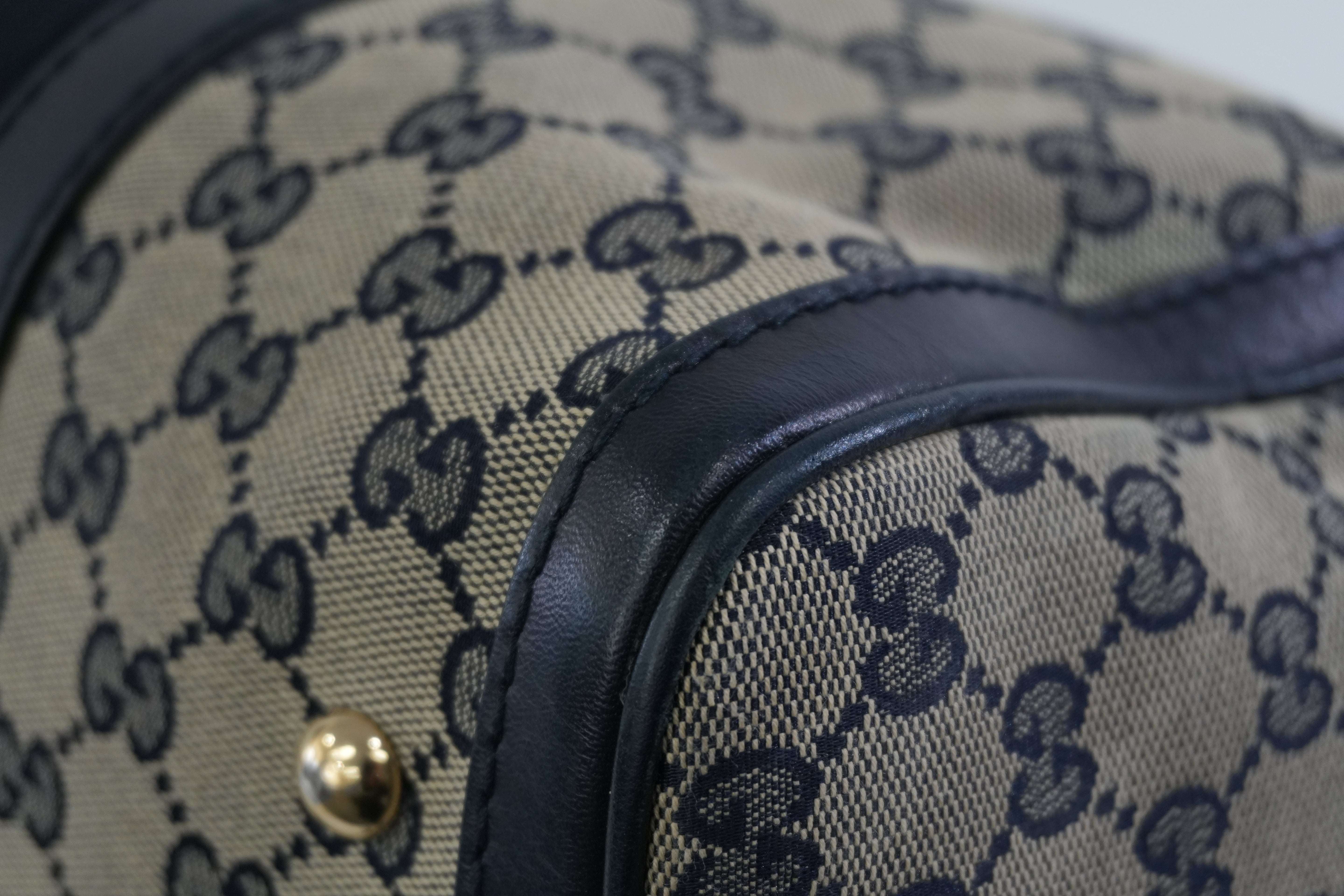 Pre-owned Gucci Canvas Sheryline Two Way Boston Bag Blue