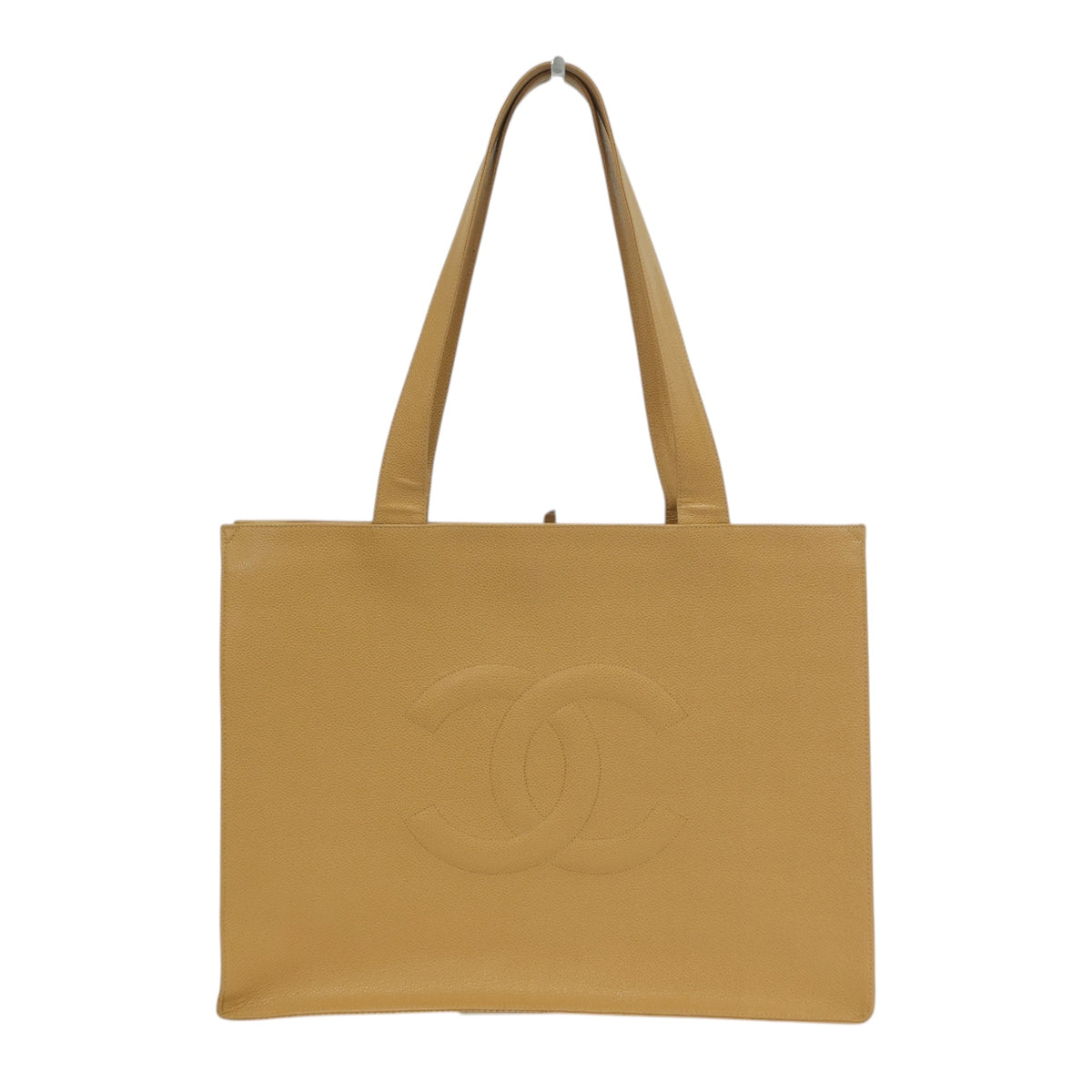 Pre-Owned Chanel Caviar Skin Timeless CC Tote Bag Beige