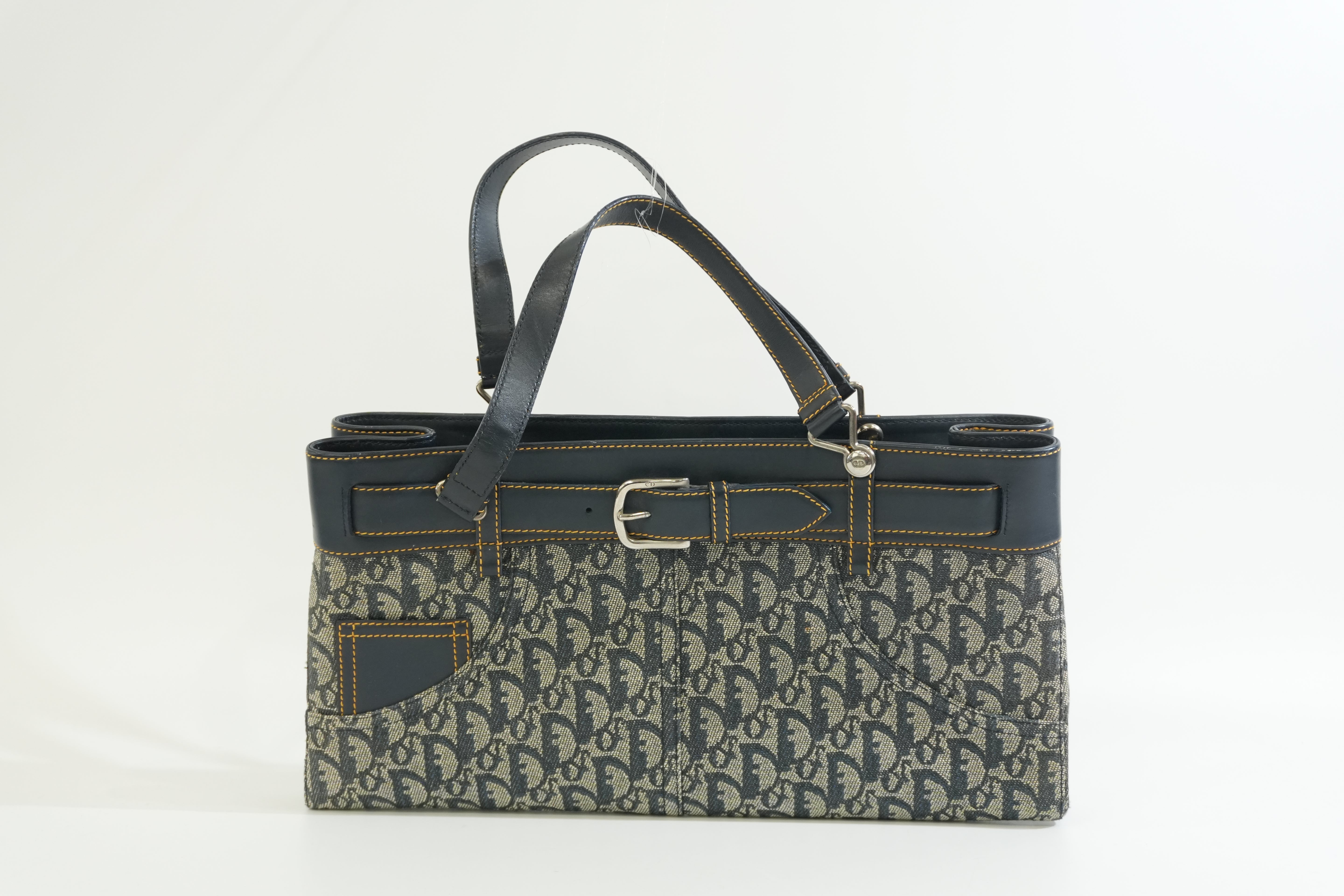 Pre-owned Dior Trotter Handbag Navy Blue