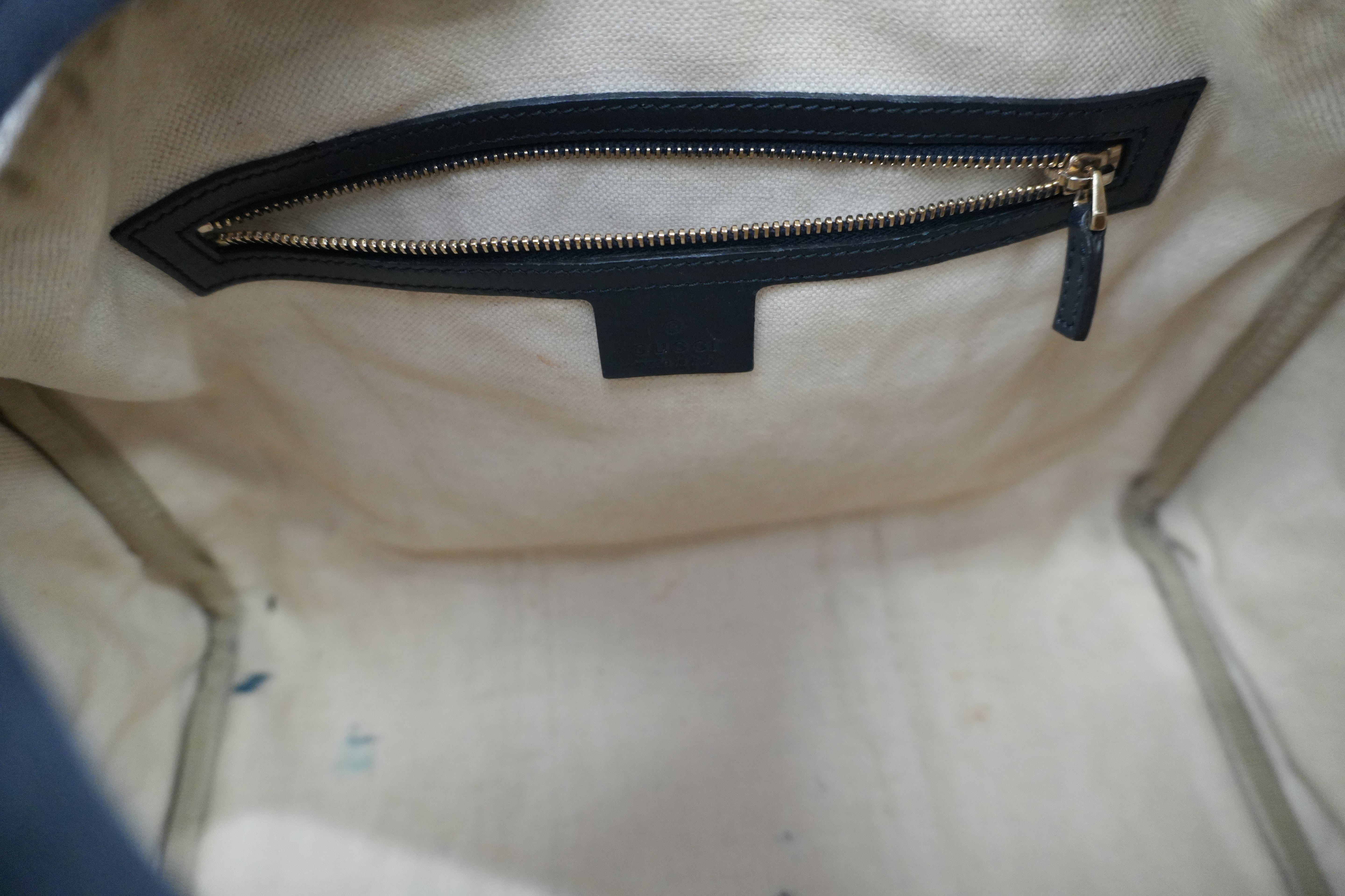 Pre-owned Gucci Canvas Sheryline Two Way Boston Bag Blue