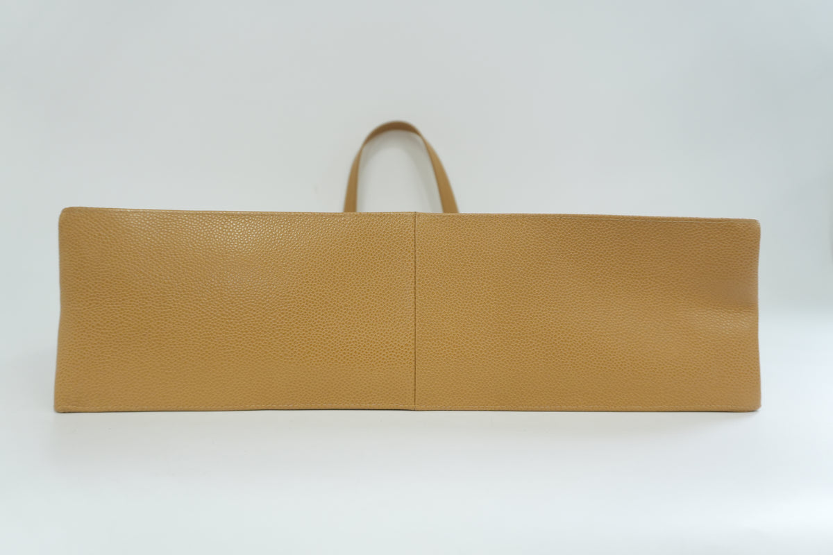 Pre-Owned Chanel Caviar Skin Timeless CC Tote Bag Beige