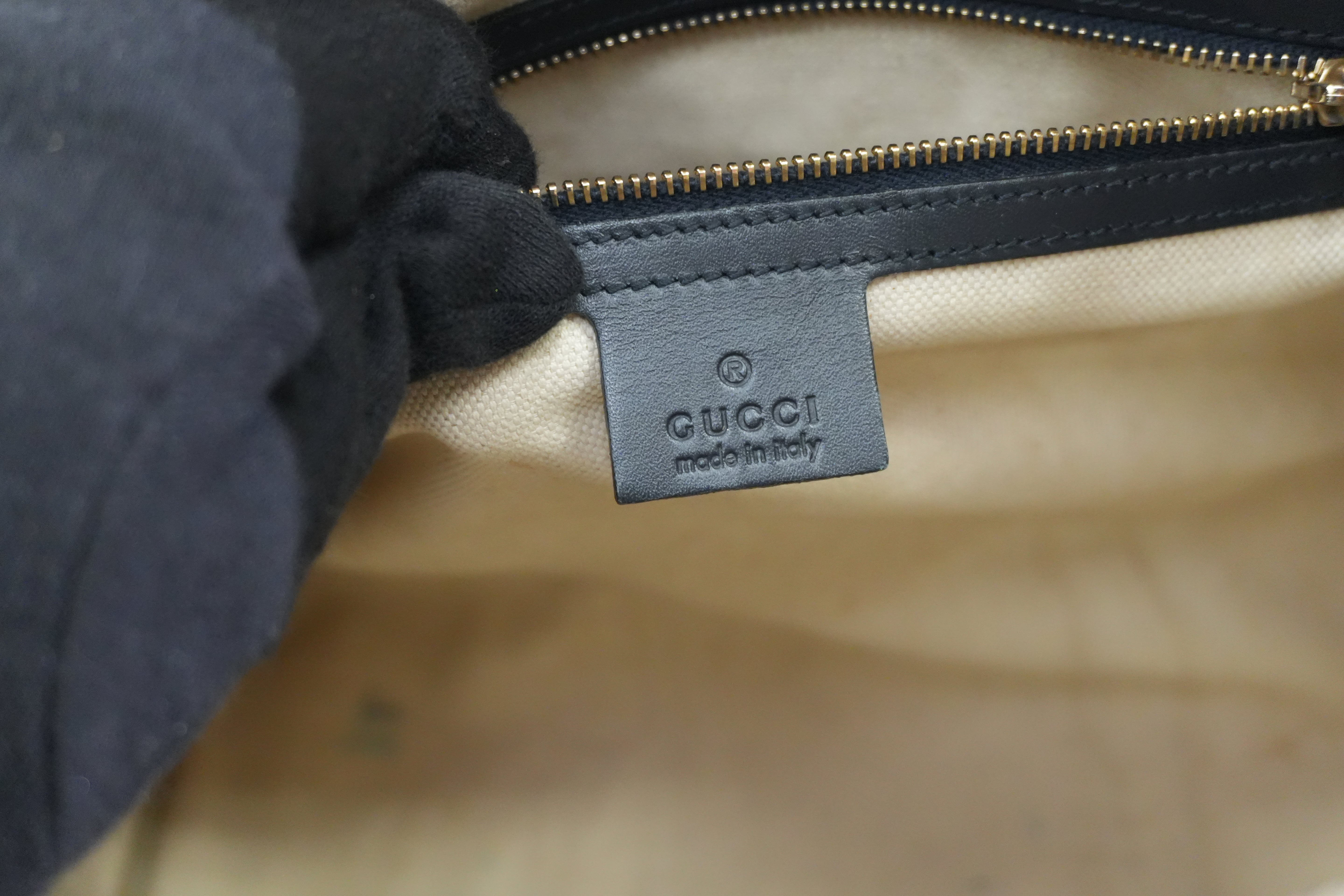 Pre-owned Gucci Canvas Sheryline Two Way Boston Bag Blue