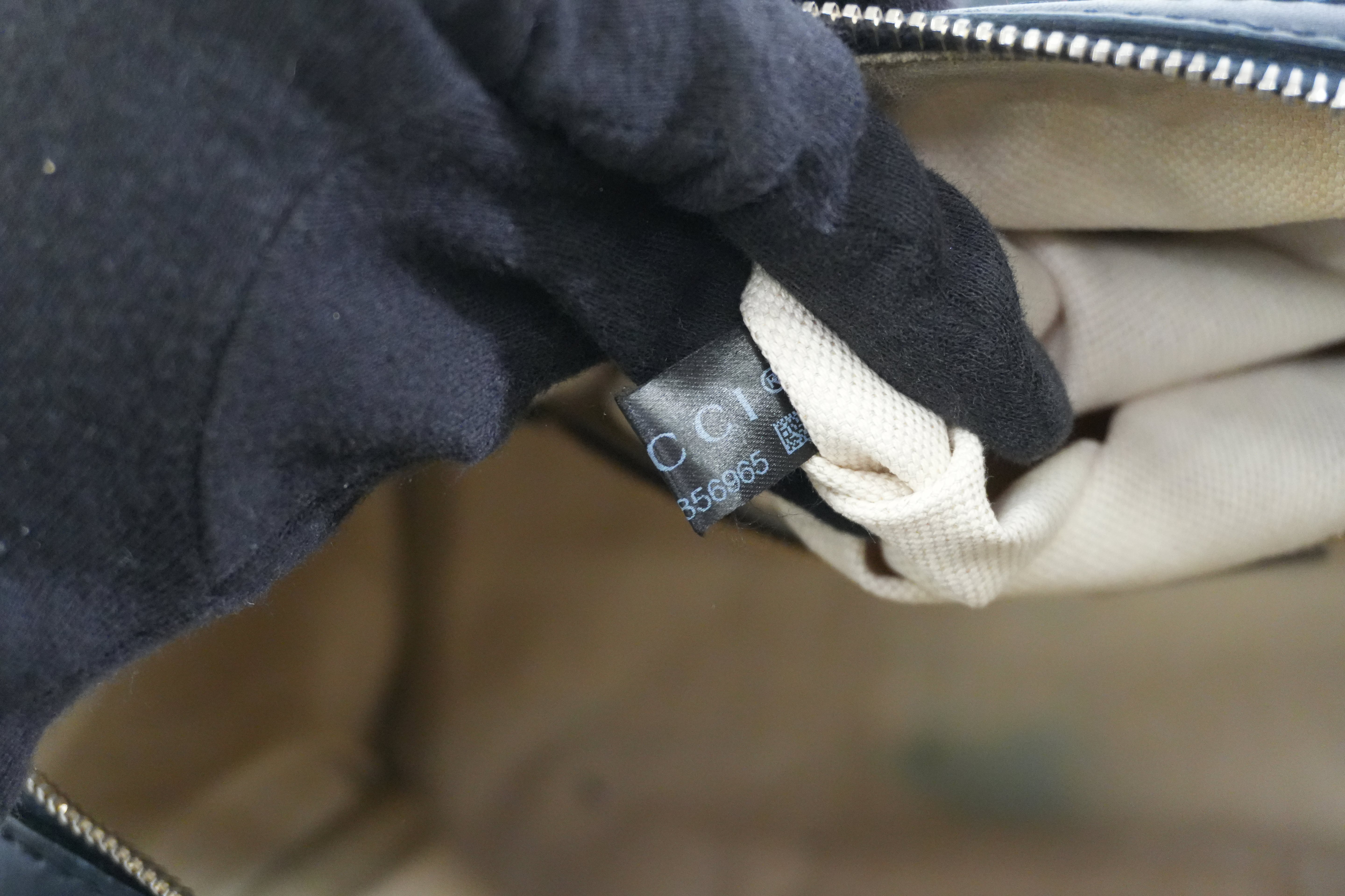 Pre-owned Gucci Canvas Sheryline Two Way Boston Bag Blue