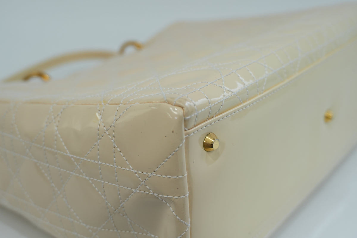 Pre-Owned Dior Patent Lady Dior Large Two Way Shoulder Bag