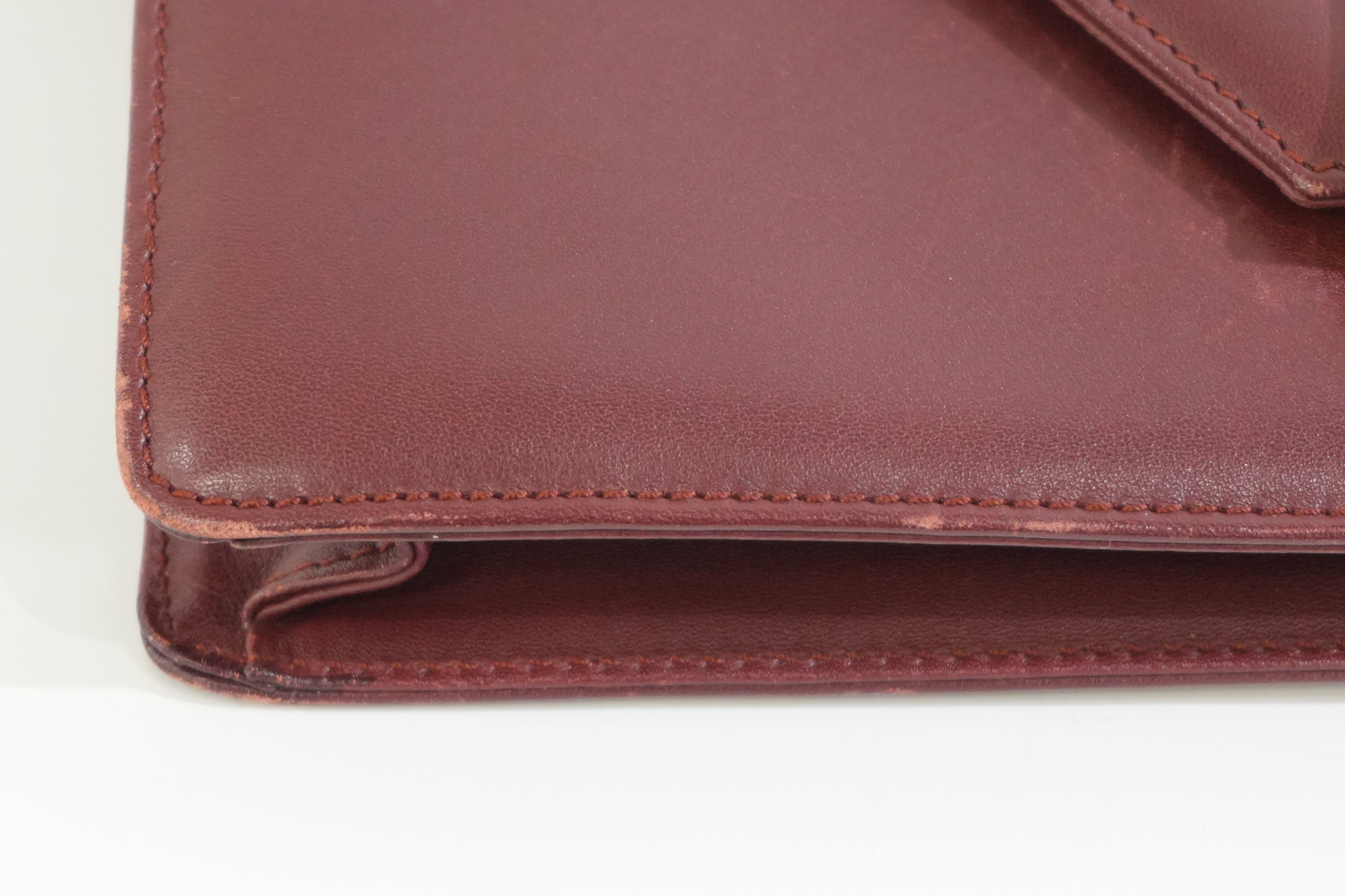 Pre-owned Cartier Double Flap Crossbody Bag Burgundy
