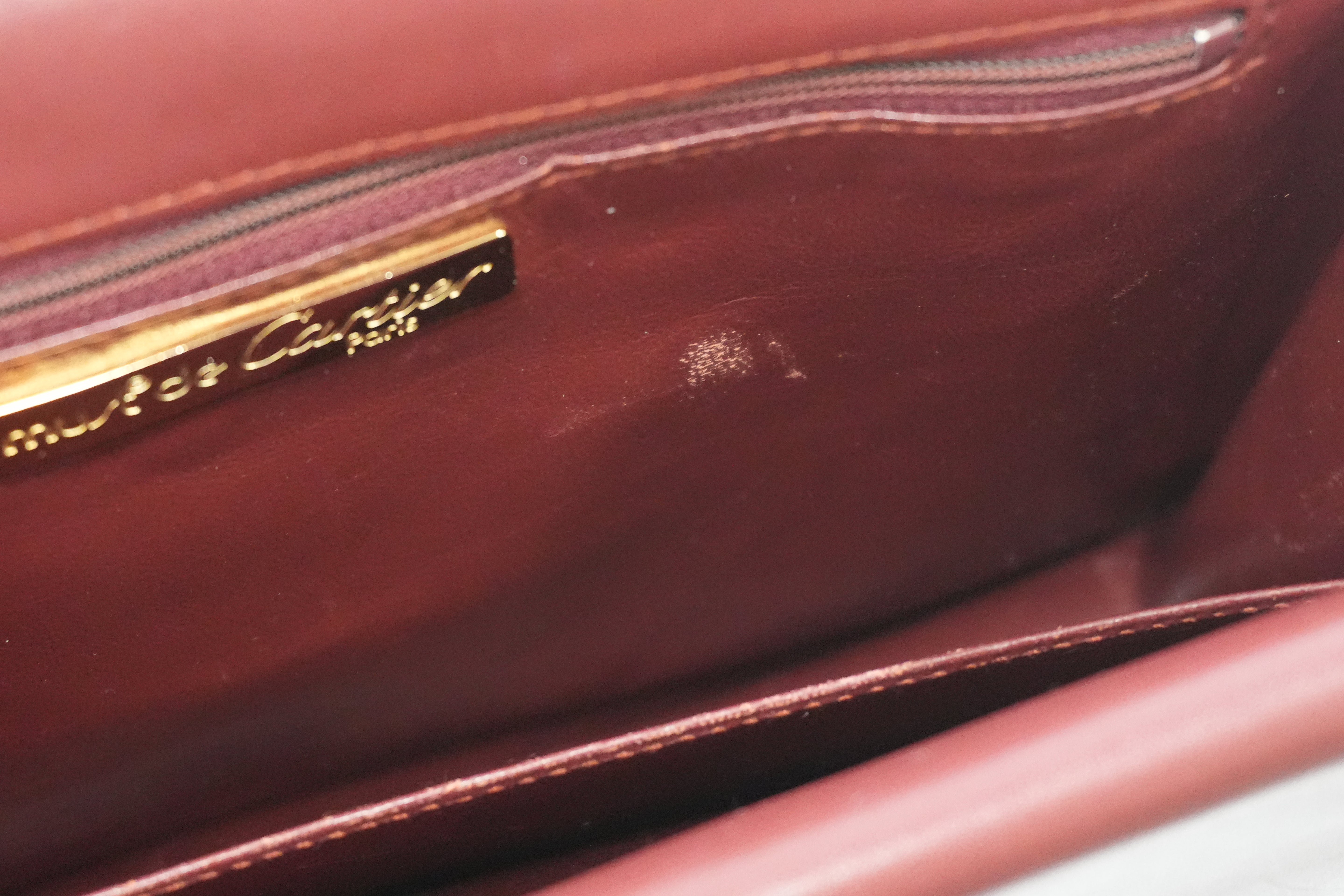 Pre-owned Cartier Double Flap Crossbody Bag Burgundy
