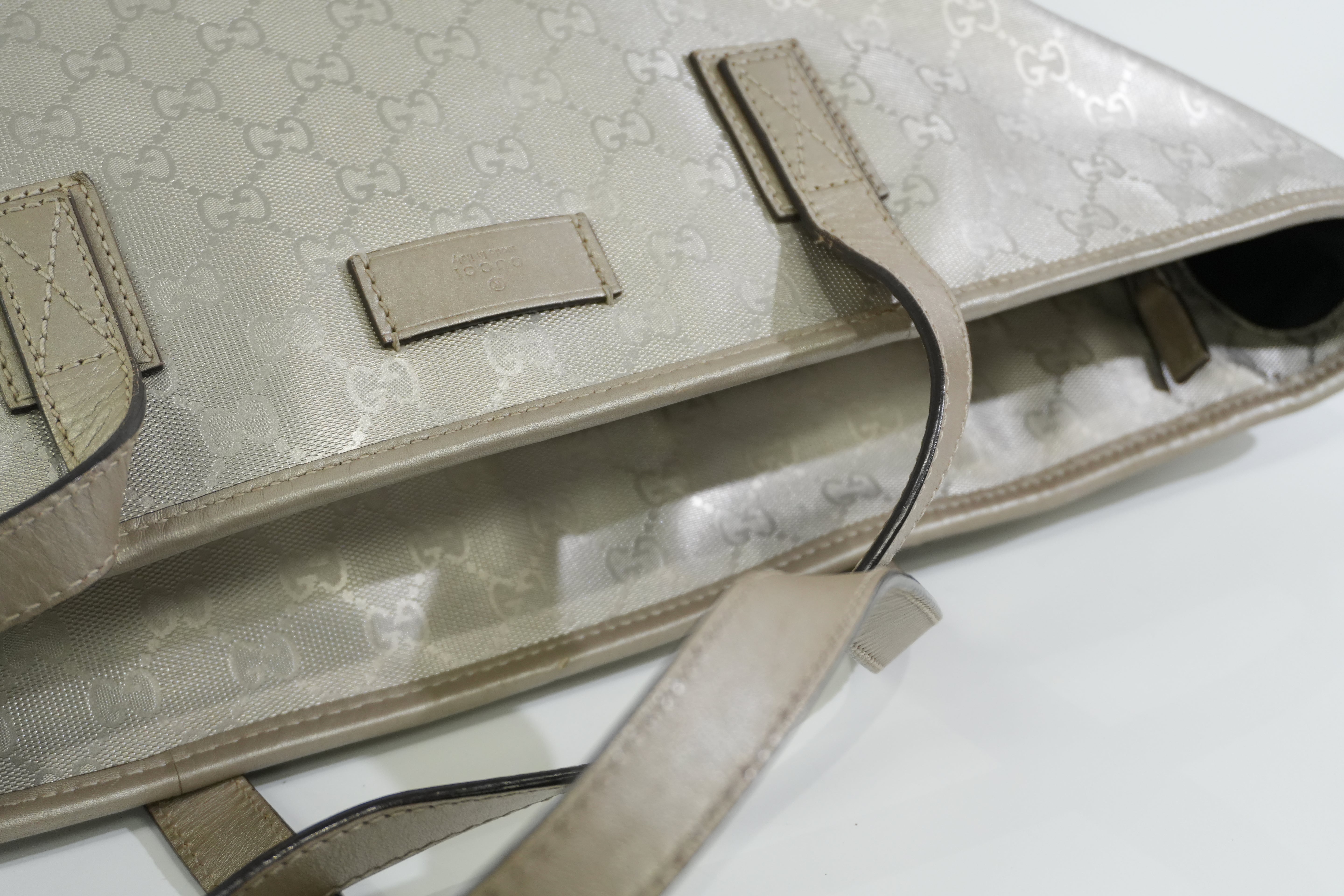 Pre-owned Gucci Metallic Tote Bag SIlver