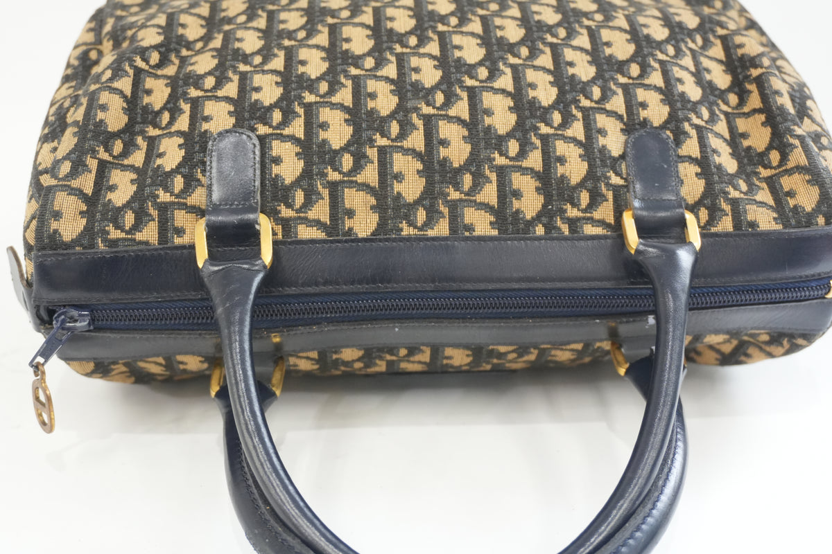 Pre-Owned Dior Vintage Trotter Boston Handbag Blue