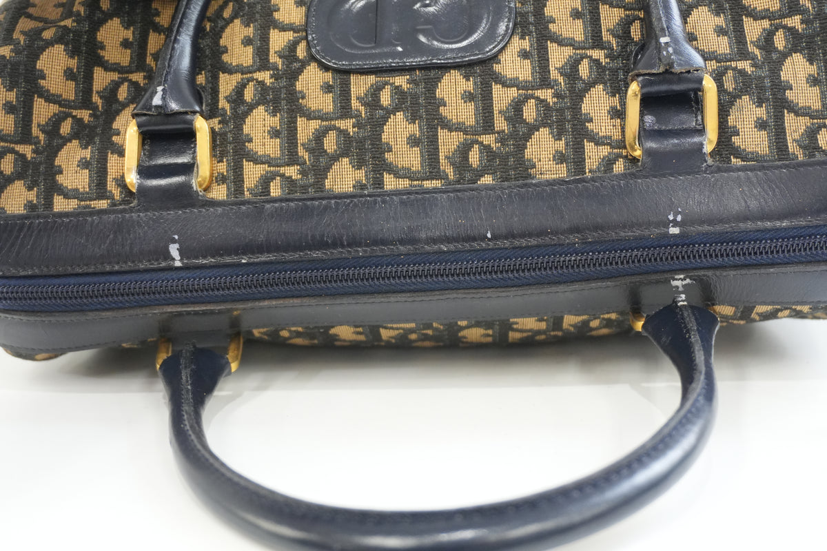 Pre-Owned Dior Vintage Trotter Boston Handbag Blue