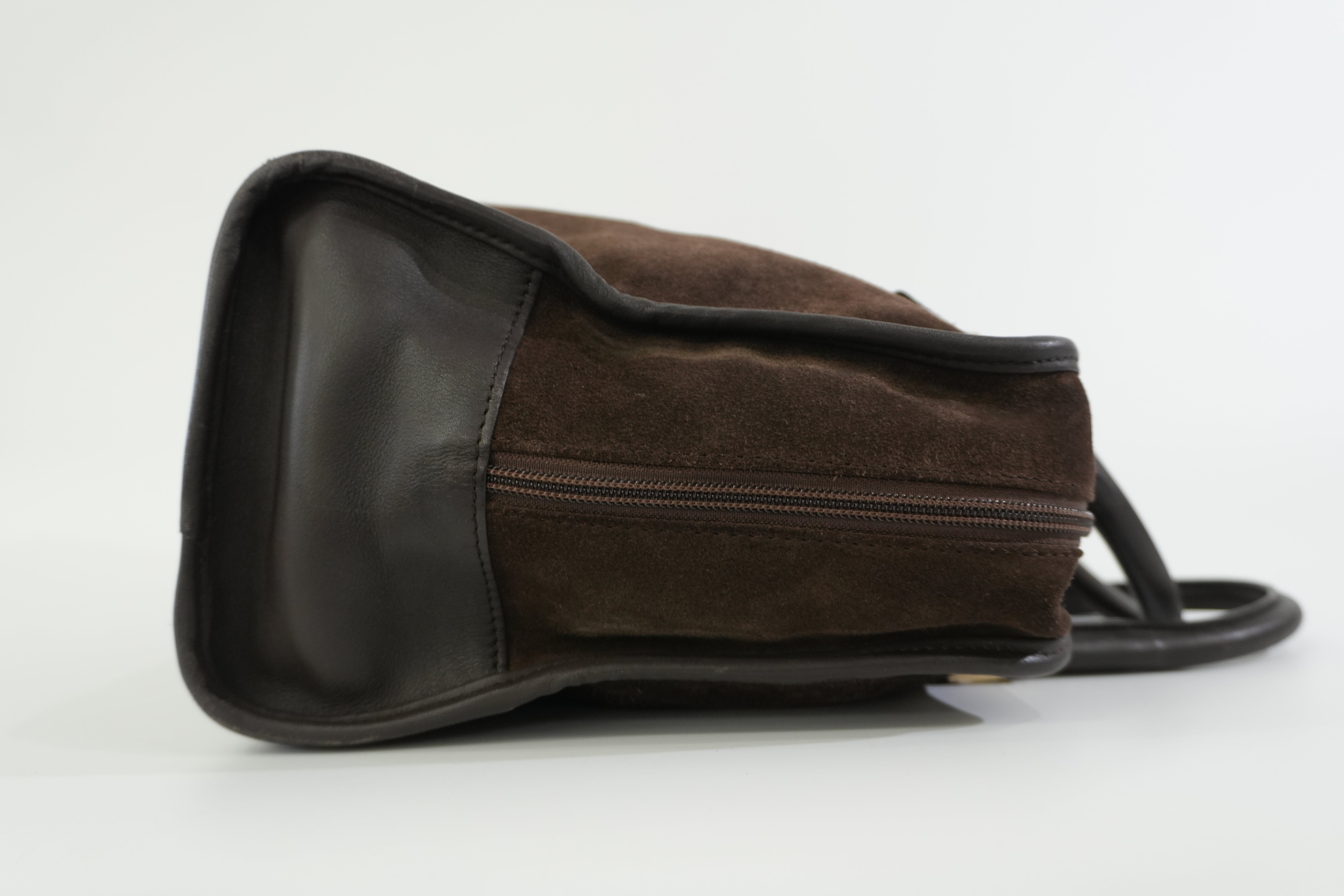 Pre-owned Loewe Suede Leather Anagram Amazona Handbag Brown