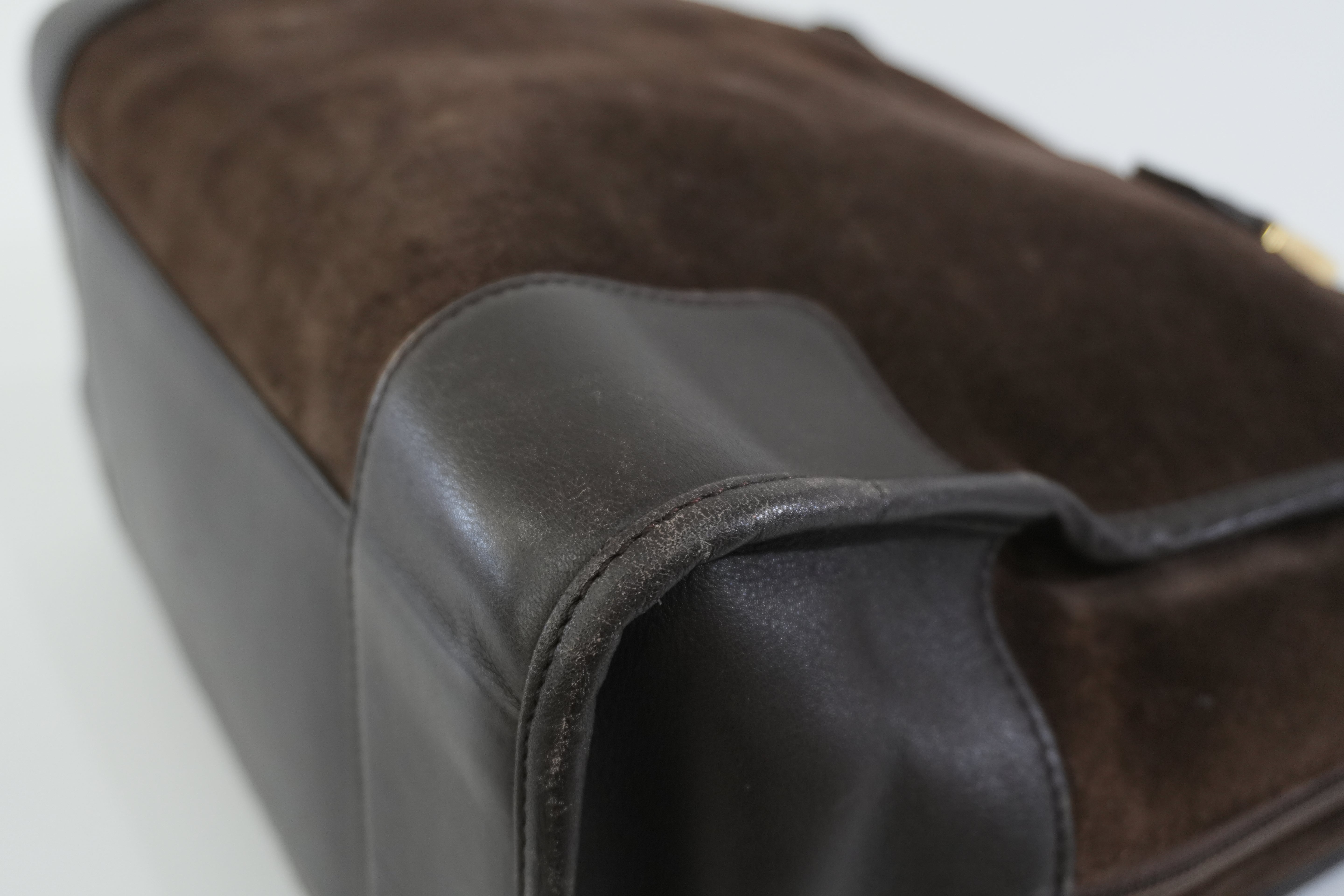 Pre-owned Loewe Suede Leather Anagram Amazona Handbag Brown