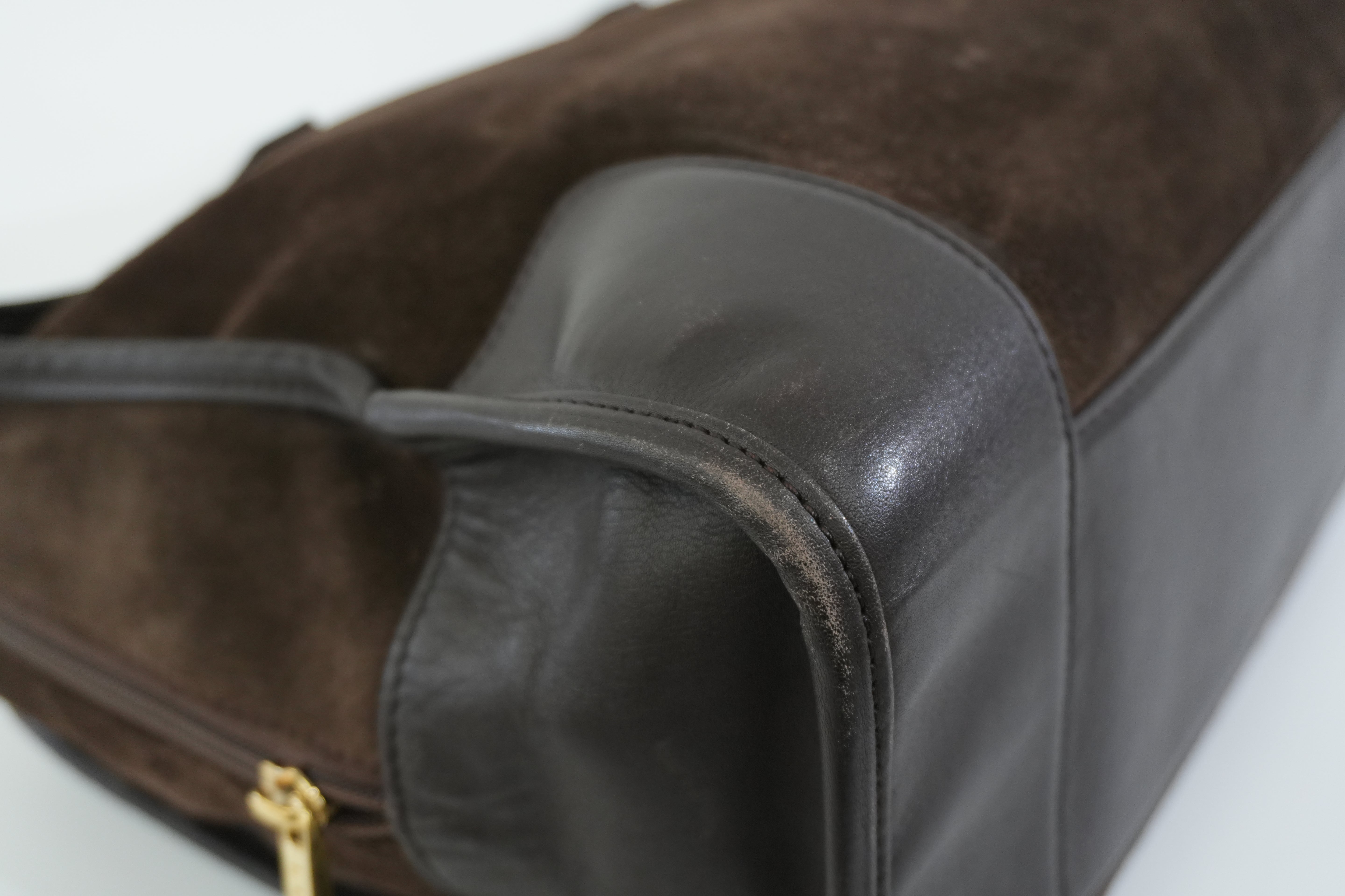 Pre-owned Loewe Suede Leather Anagram Amazona Handbag Brown