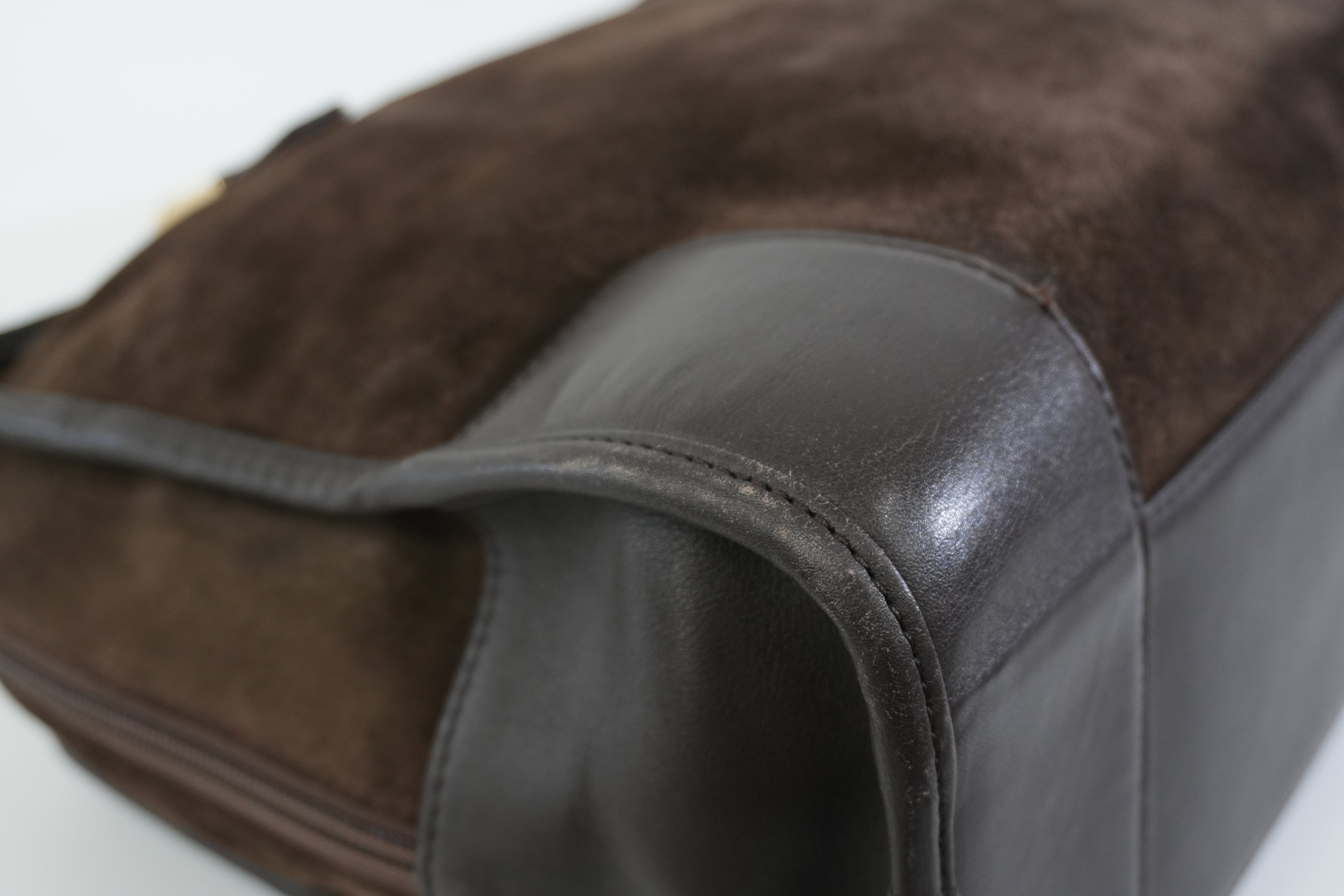 Pre-owned Loewe Suede Leather Anagram Amazona Handbag Brown