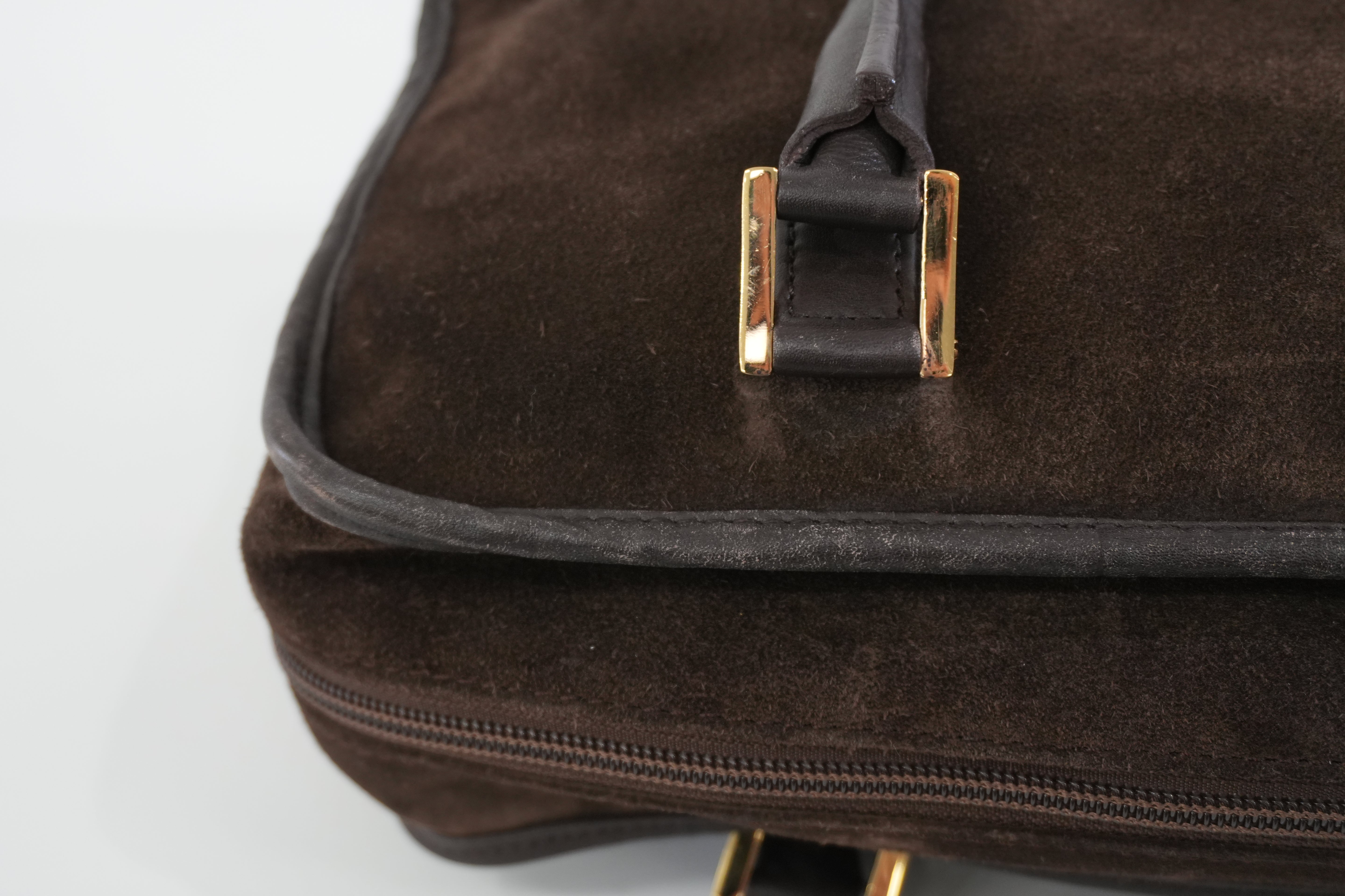 Pre-owned Loewe Suede Leather Anagram Amazona Handbag Brown