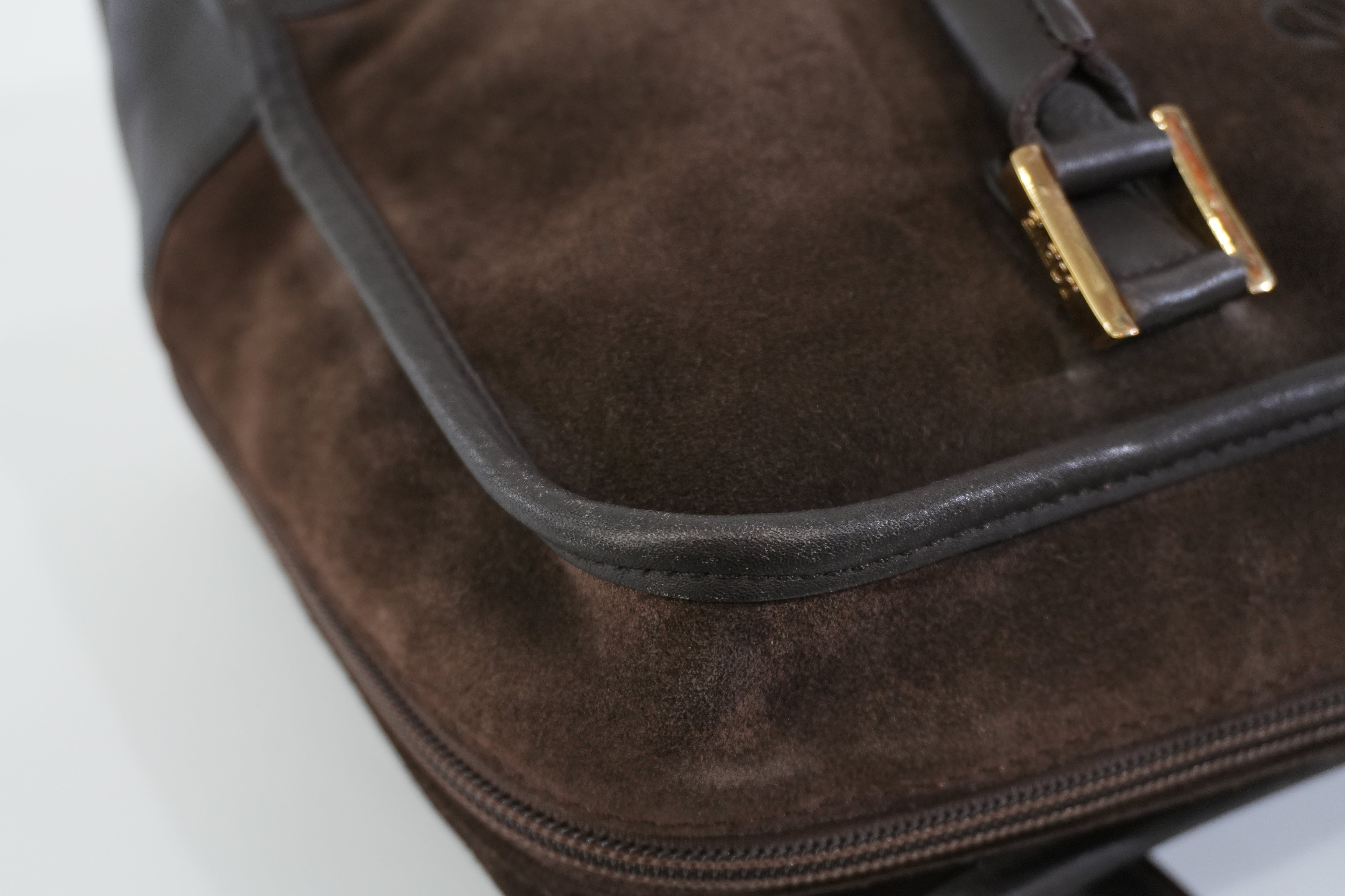 Pre-owned Loewe Suede Leather Anagram Amazona Handbag Brown