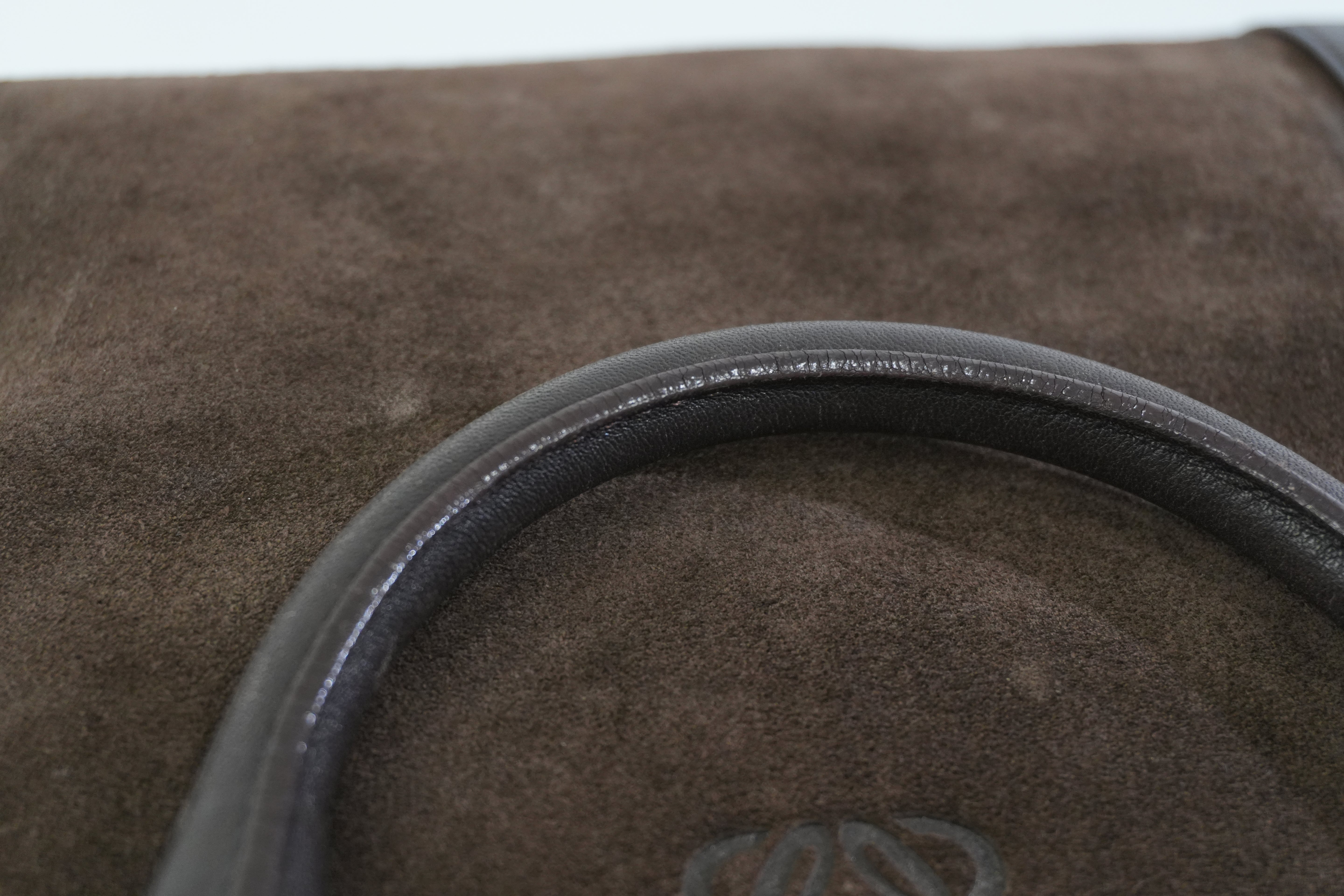 Pre-owned Loewe Suede Leather Anagram Amazona Handbag Brown