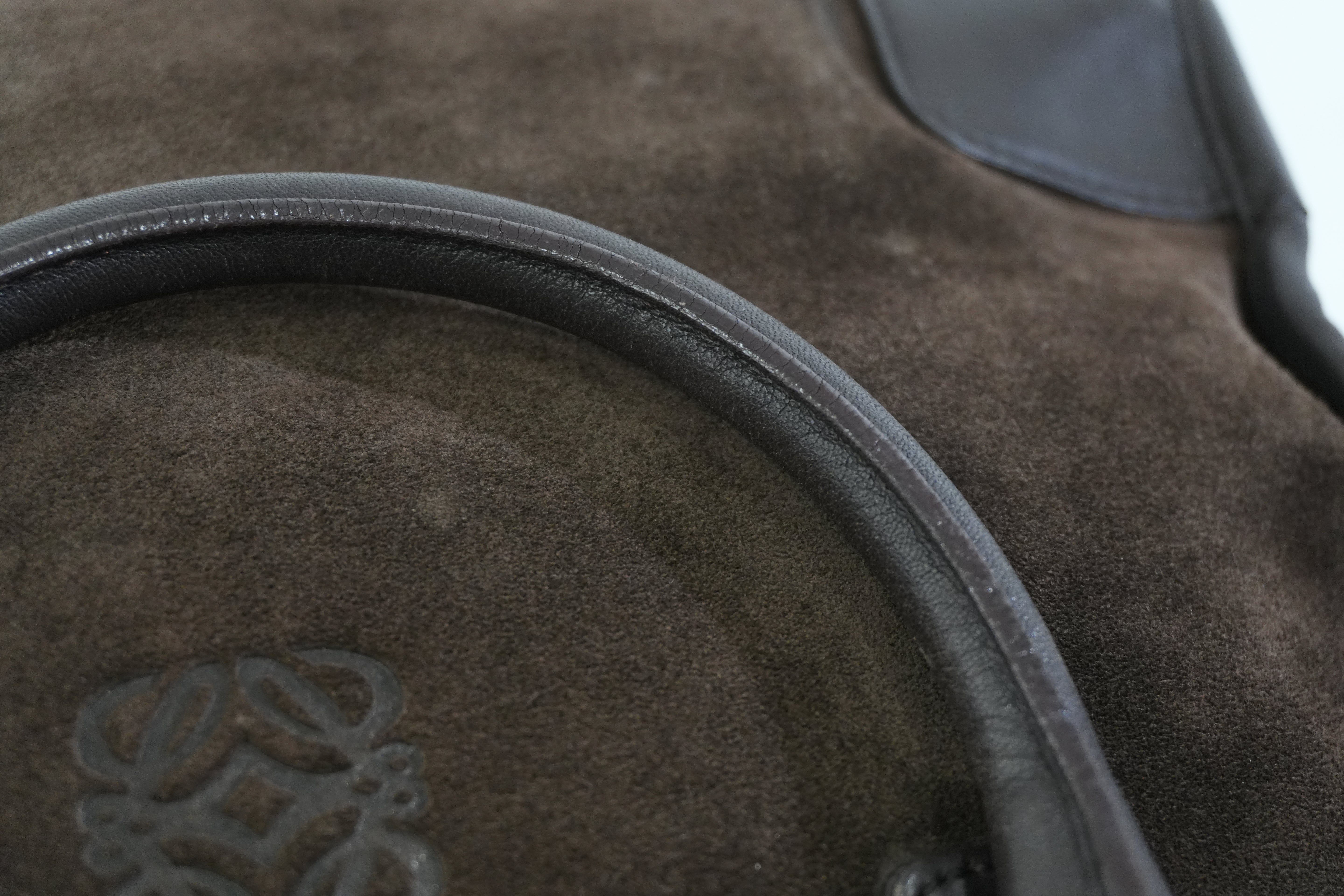 Pre-owned Loewe Suede Leather Anagram Amazona Handbag Brown