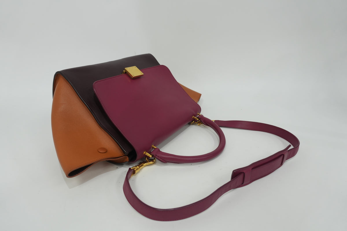 Pre-owned Celine Two Way Trapeze Shoulder Bag Tricolor
