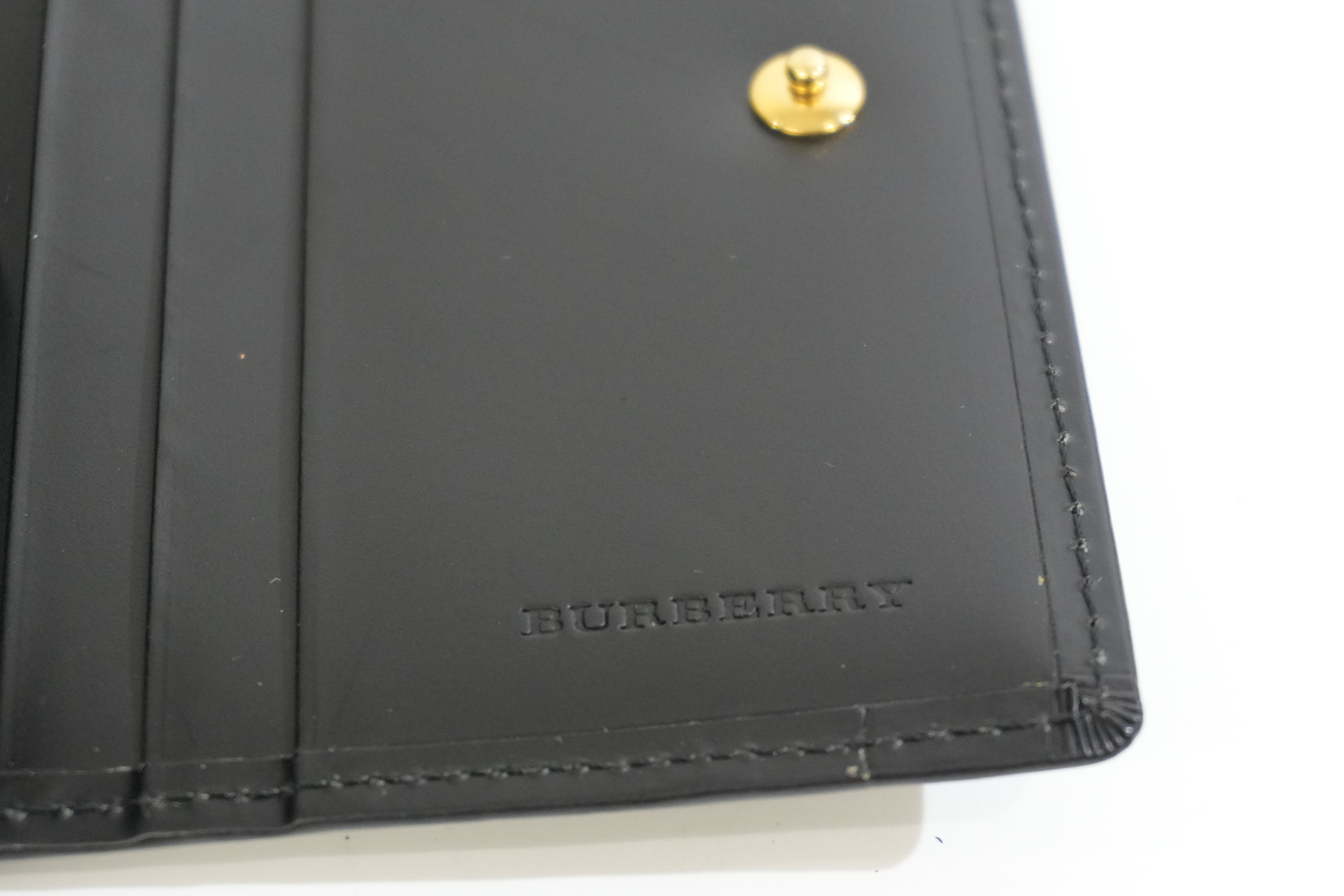 Pre-owned Burberry Compact Wallet Black