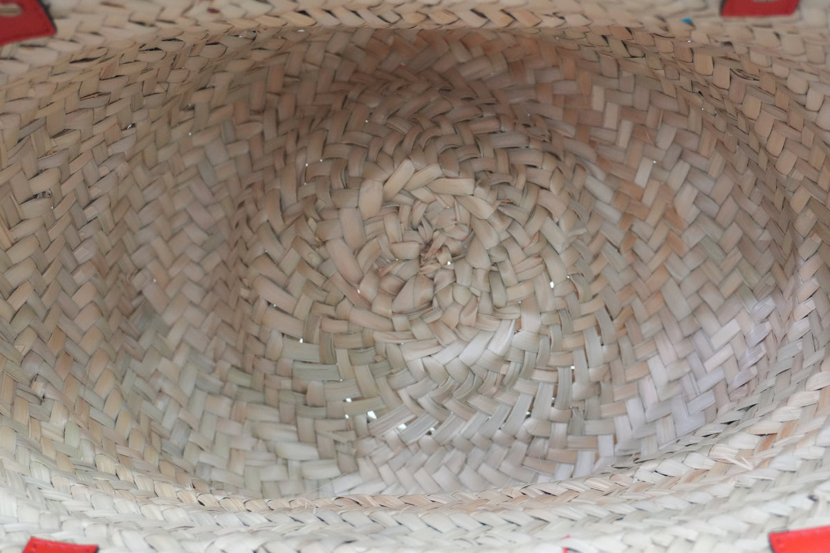Pre-Owned Louboutin Raffia Loubishore PomPom Straw Tote Bag