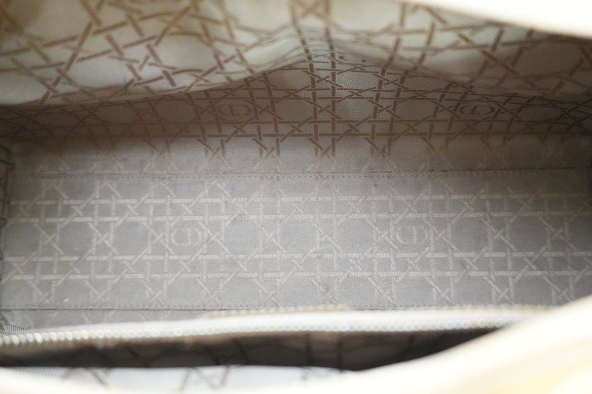 Pre-Owned Christian Dior Patent Leather Large Lady Dior Handbag Beige