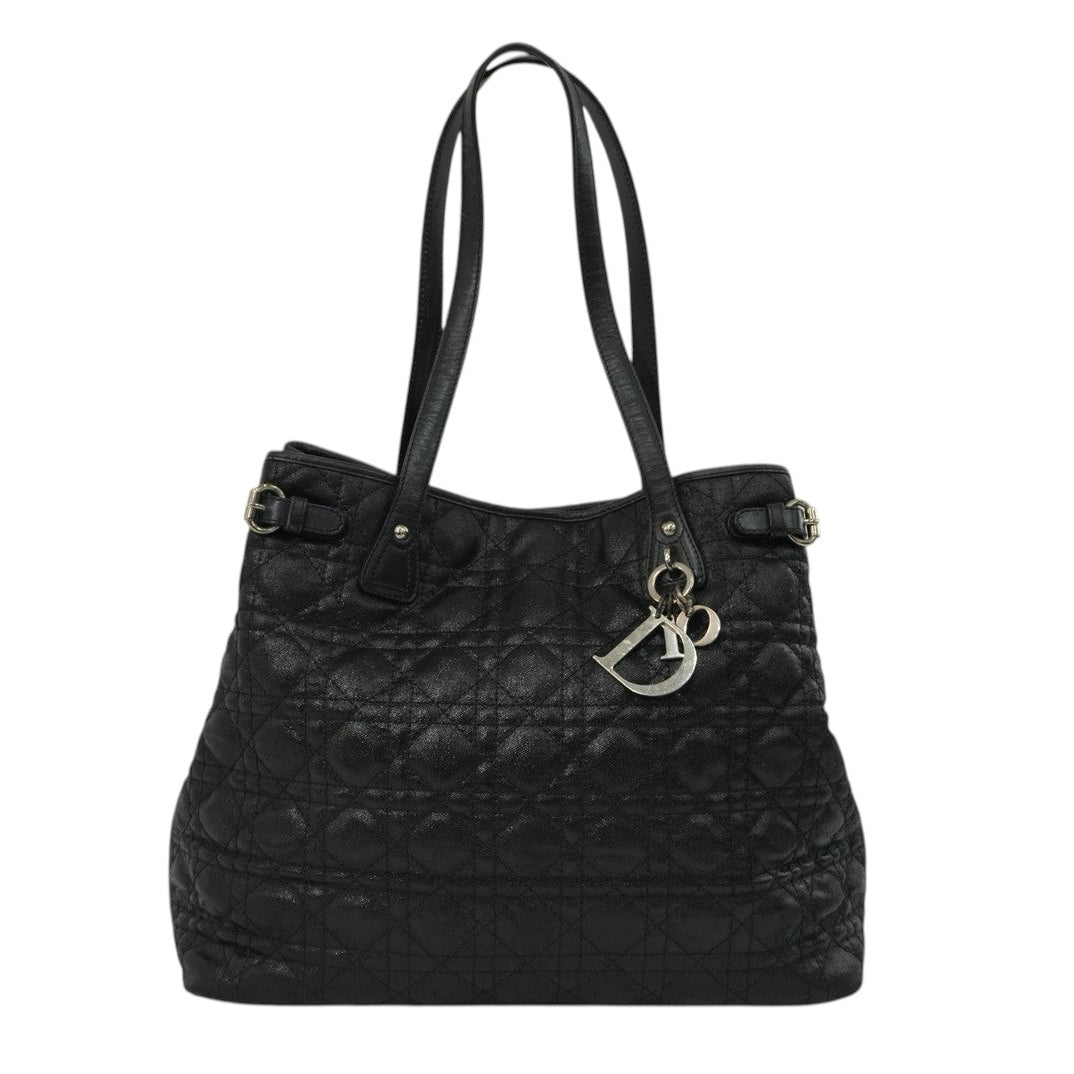 Pre-Owned Dior Cannage Panarea Shoulder Tote Bag Black