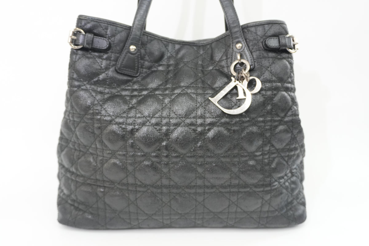 Pre-Owned Dior Cannage Panarea Shoulder Tote Bag Black