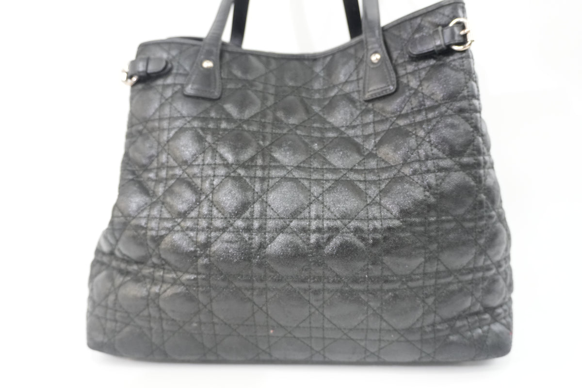 Pre-Owned Dior Cannage Panarea Shoulder Tote Bag Black