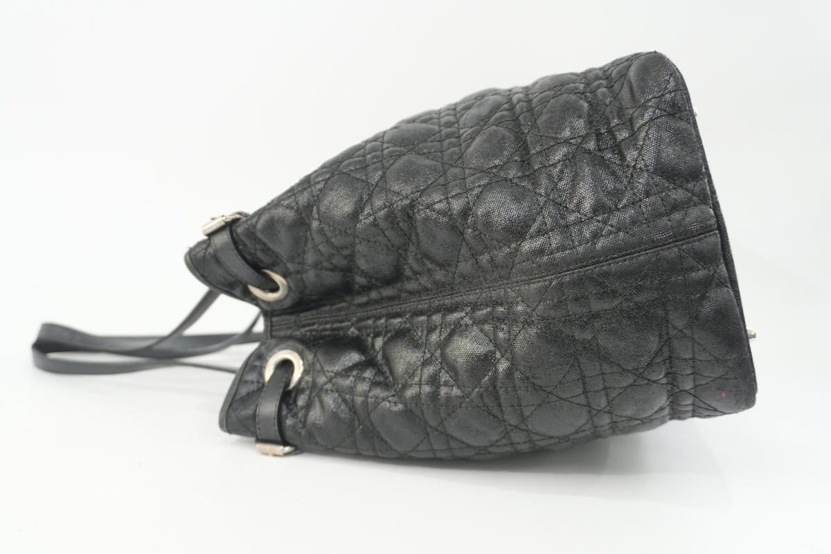 Pre-Owned Dior Cannage Panarea Shoulder Tote Bag Black