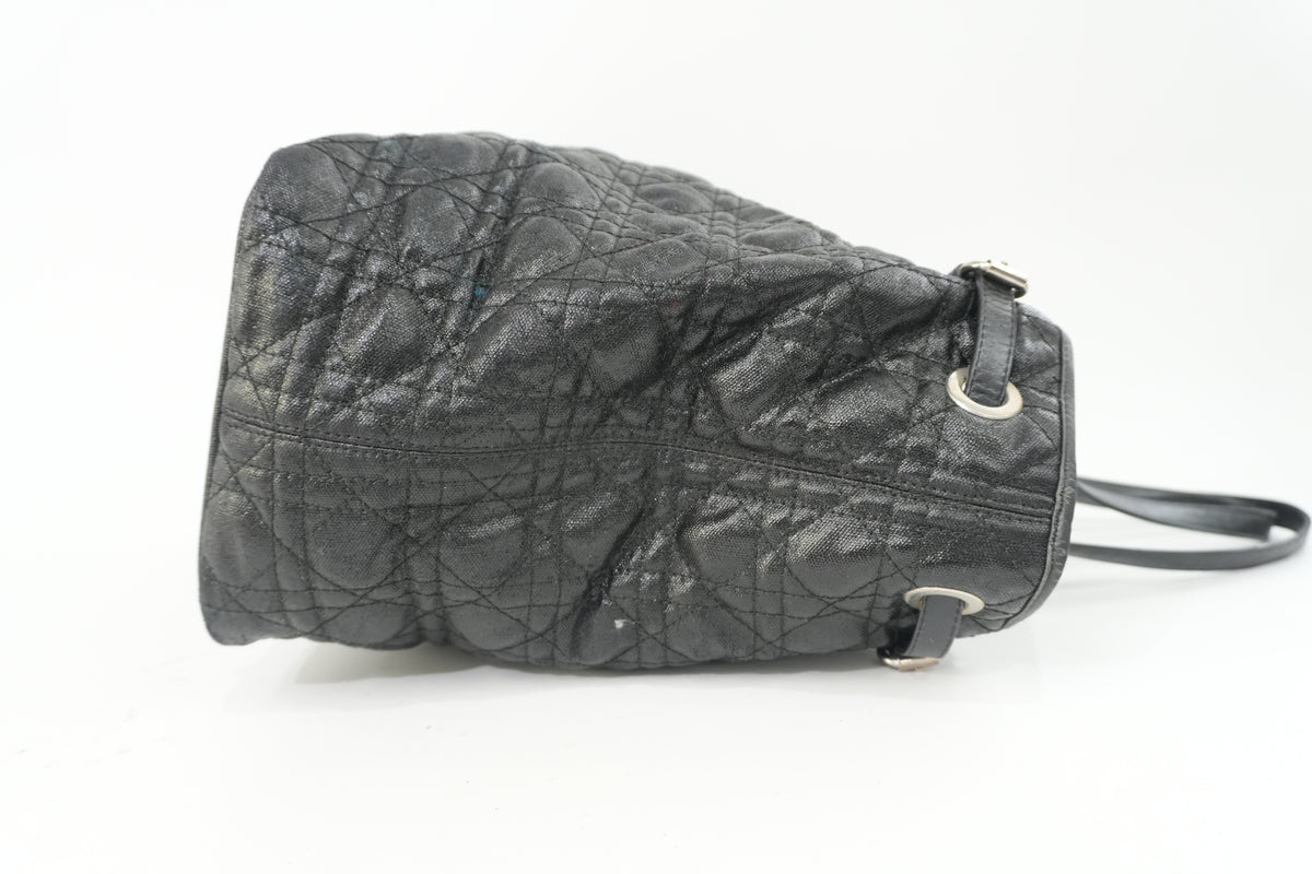 Pre-Owned Dior Cannage Panarea Shoulder Tote Bag Black