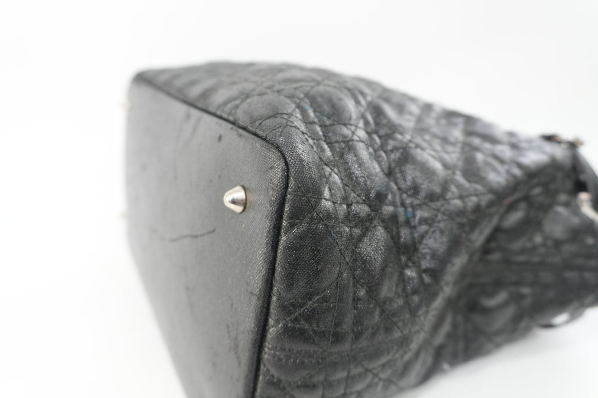 Pre-Owned Dior Cannage Panarea Shoulder Tote Bag Black