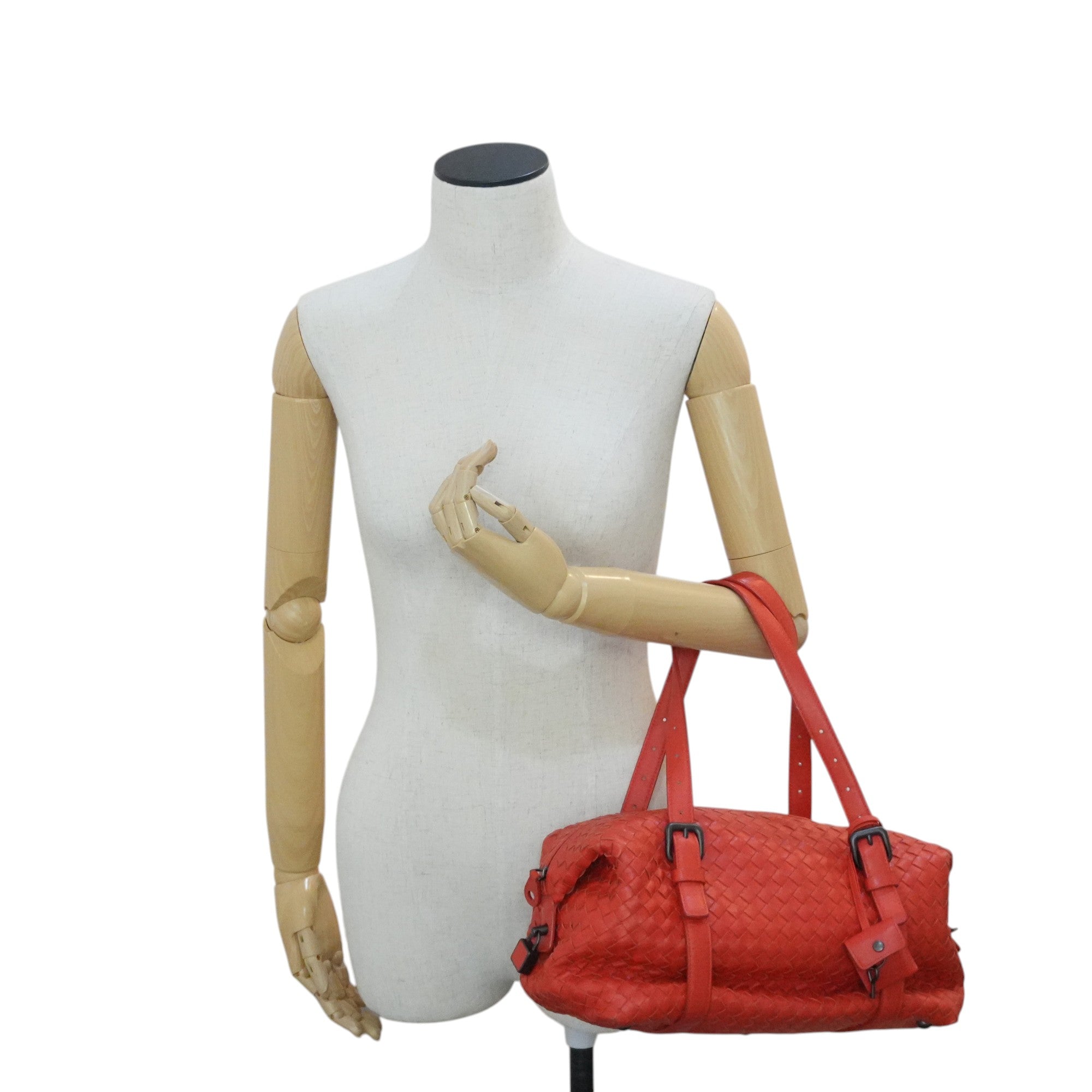 Per-owned Bottega Intreciatto Shoulder Bag Orange