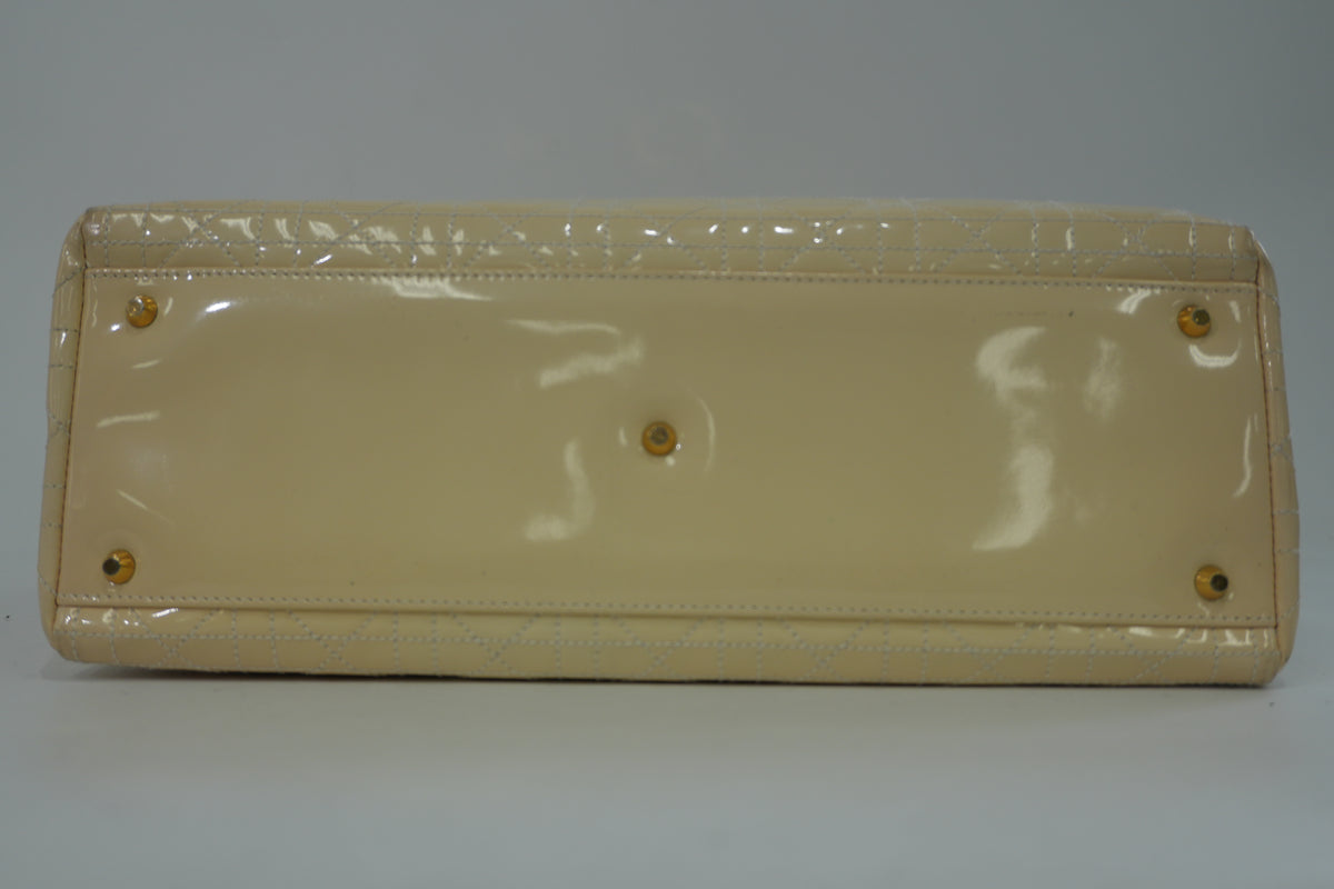 Pre-Owned Dior Patent Lady Dior Large Two Way Shoulder Bag