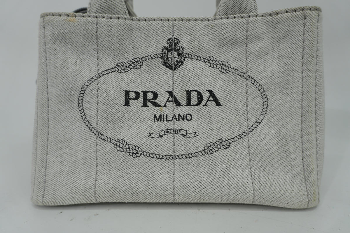 Pre-Owned Prada Two Way Canapa Shoulder Bag Gray