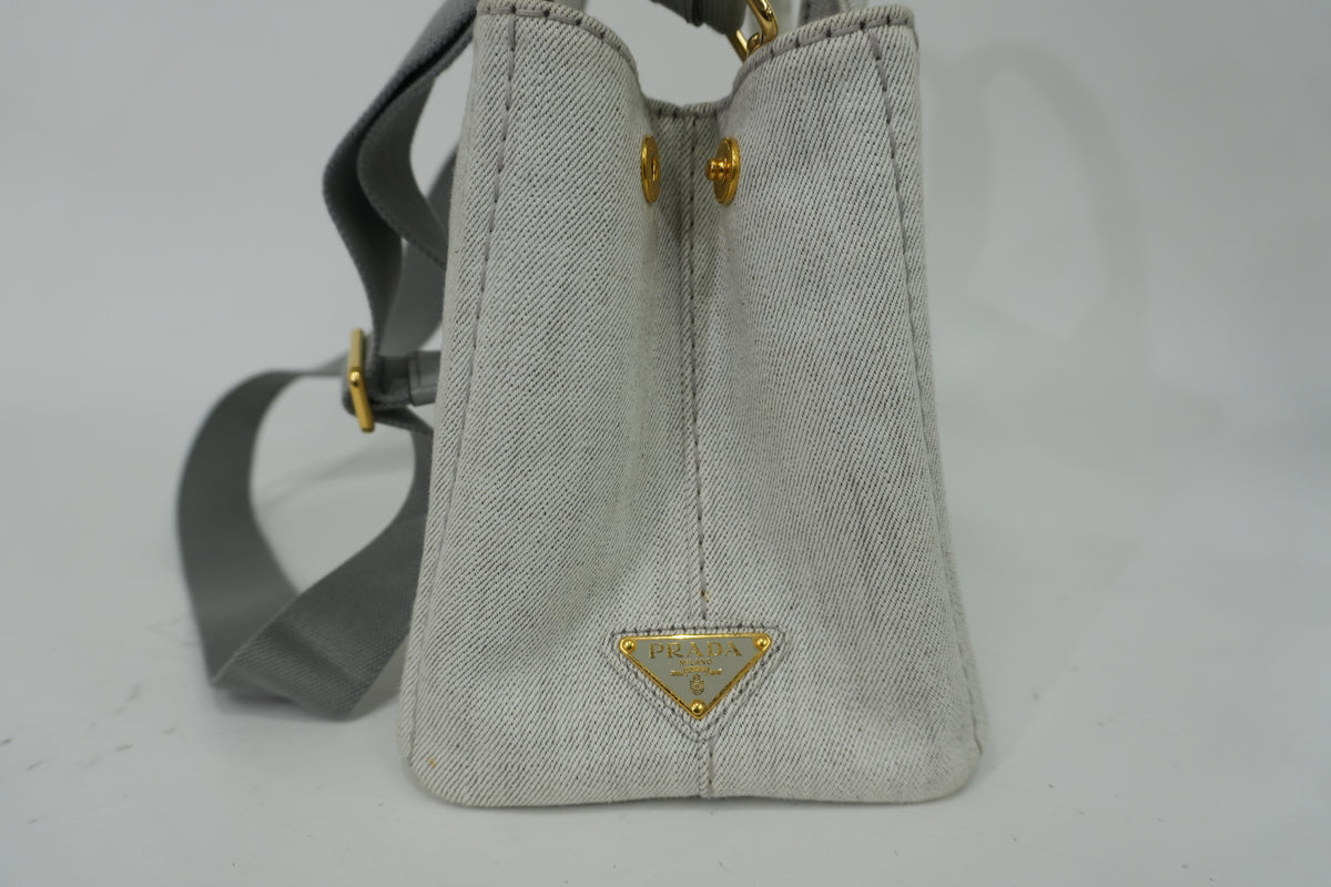 Pre-Owned Prada Two Way Canapa Shoulder Bag Gray
