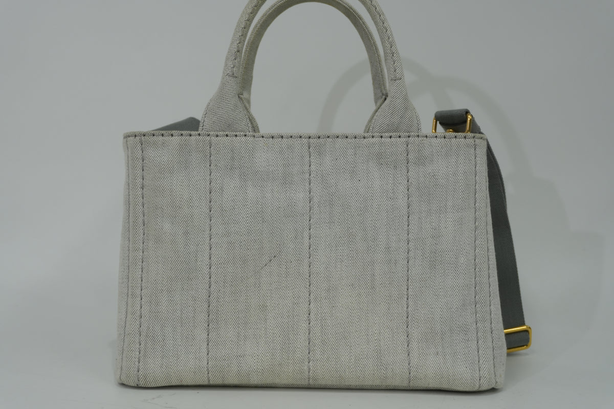 Pre-Owned Prada Two Way Canapa Shoulder Bag Gray