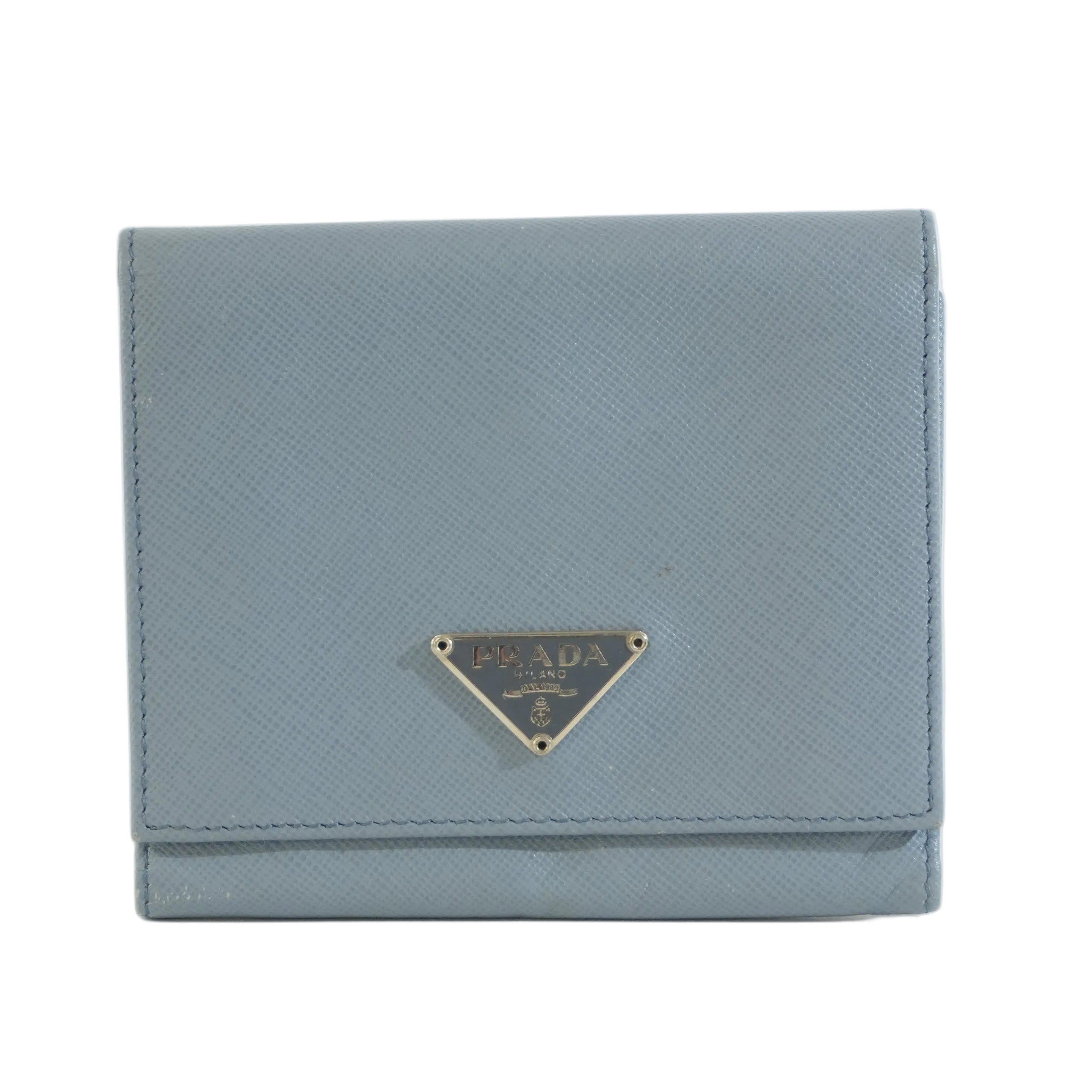 Pre-owned Prada Trifold Wallet Blue