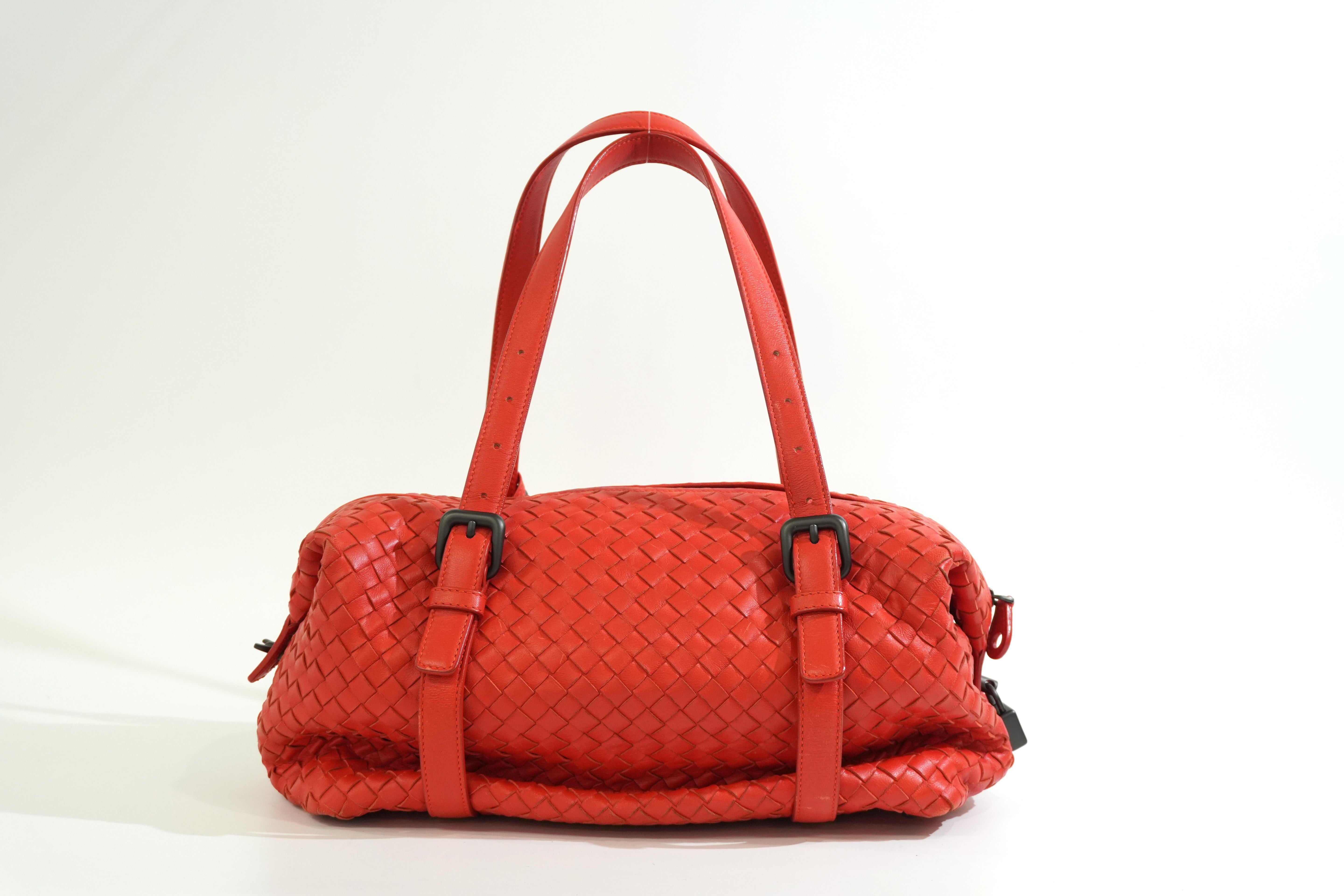 Per-owned Bottega Intreciatto Shoulder Bag Orange