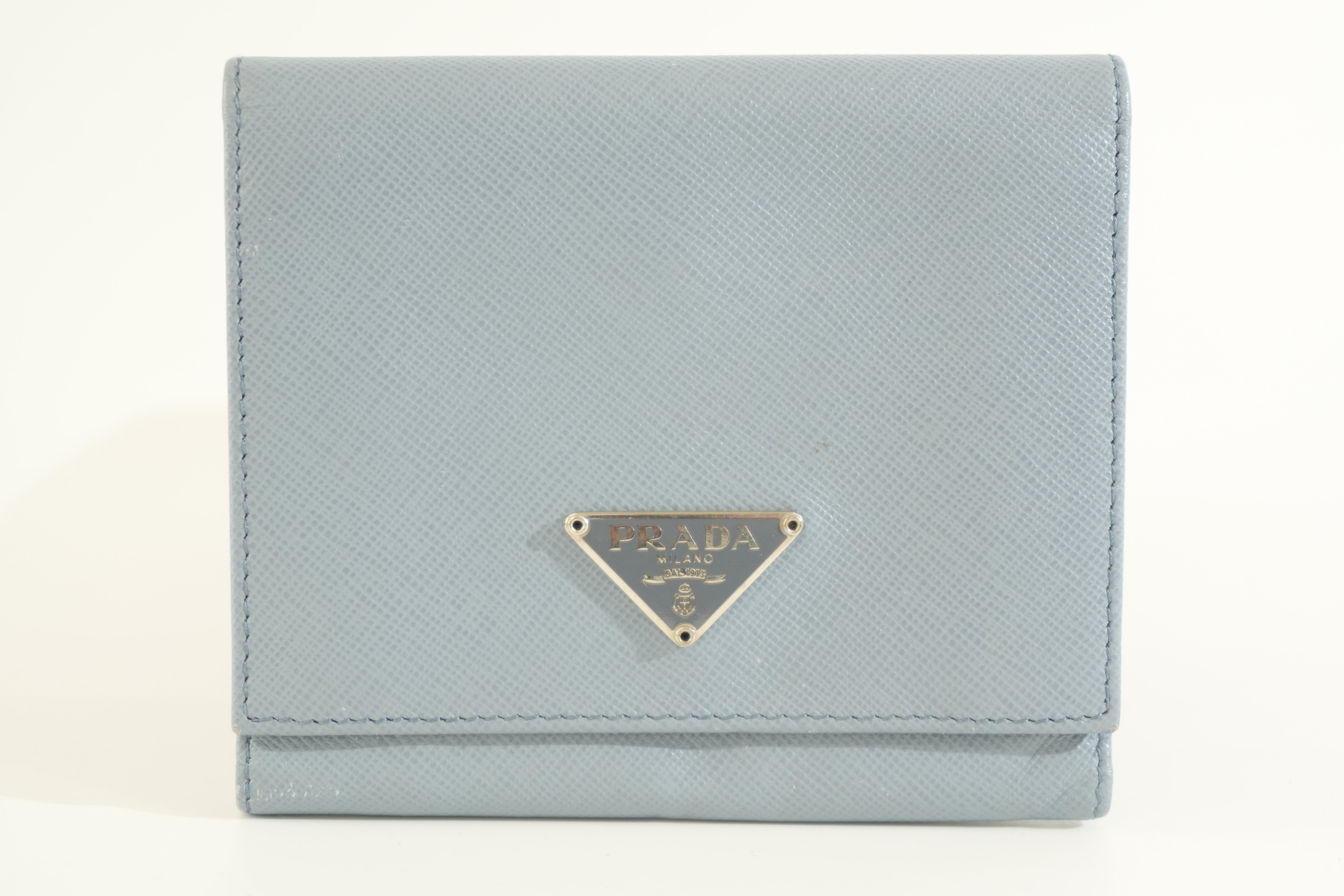 Pre-owned Prada Trifold Wallet Blue